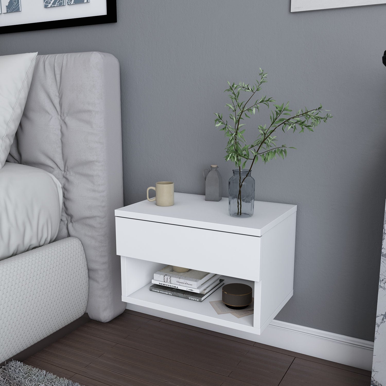 Jamot - White in Weiss präsentiert im Onlineshop von KAQTU Design AG. Nachttisch ist von Hanah Home