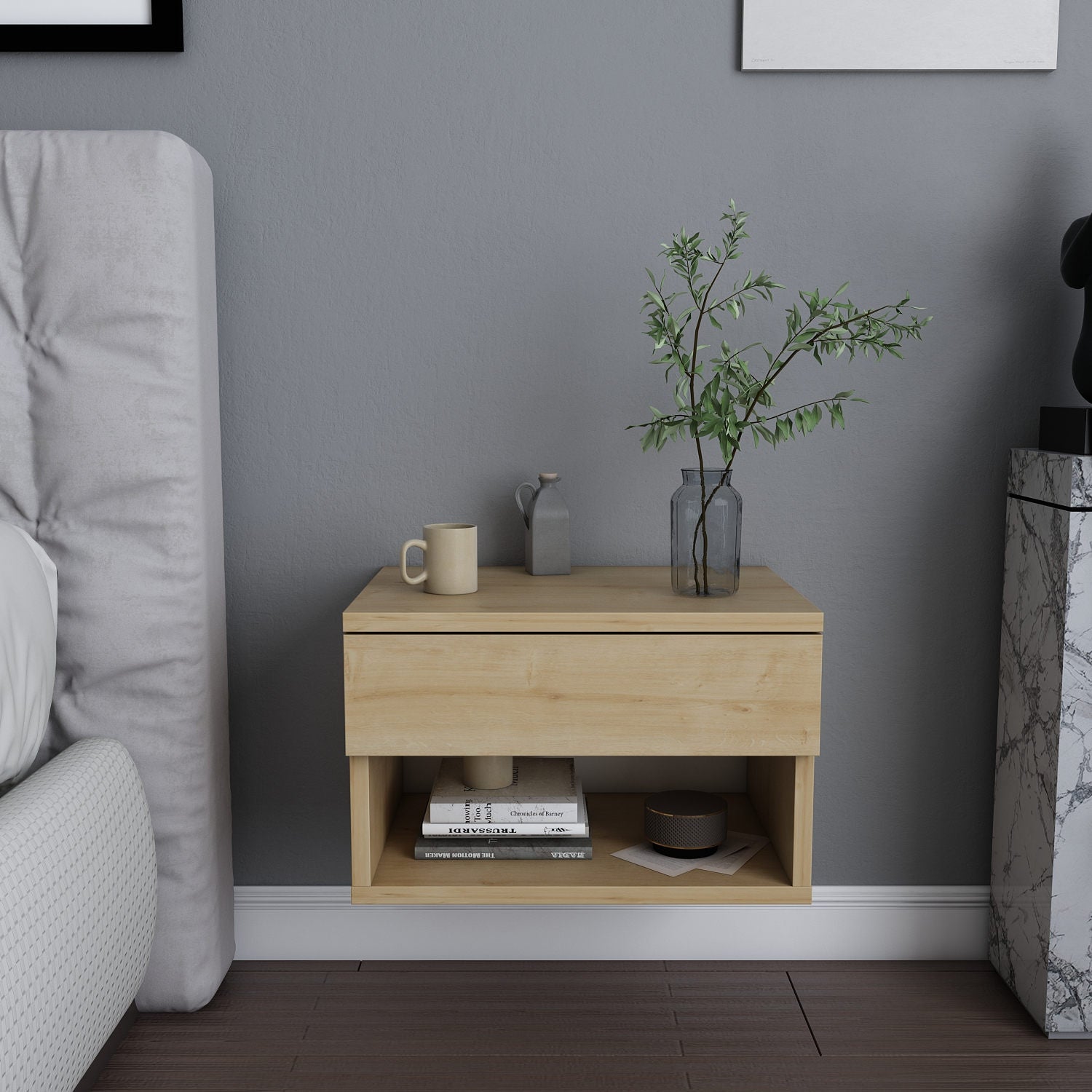 Jamot - Oak in Eiche präsentiert im Onlineshop von KAQTU Design AG. Nachttisch ist von Hanah Home