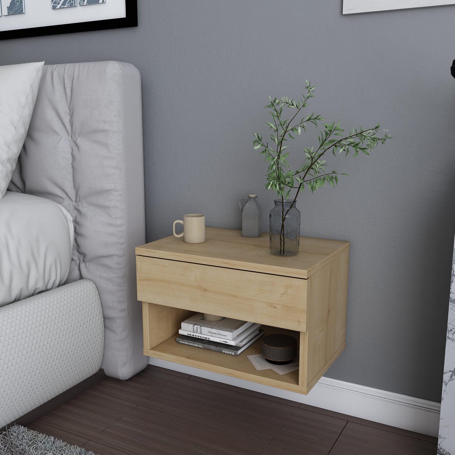 Jamot - Oak in Eiche präsentiert im Onlineshop von KAQTU Design AG. Nachttisch ist von Hanah Home