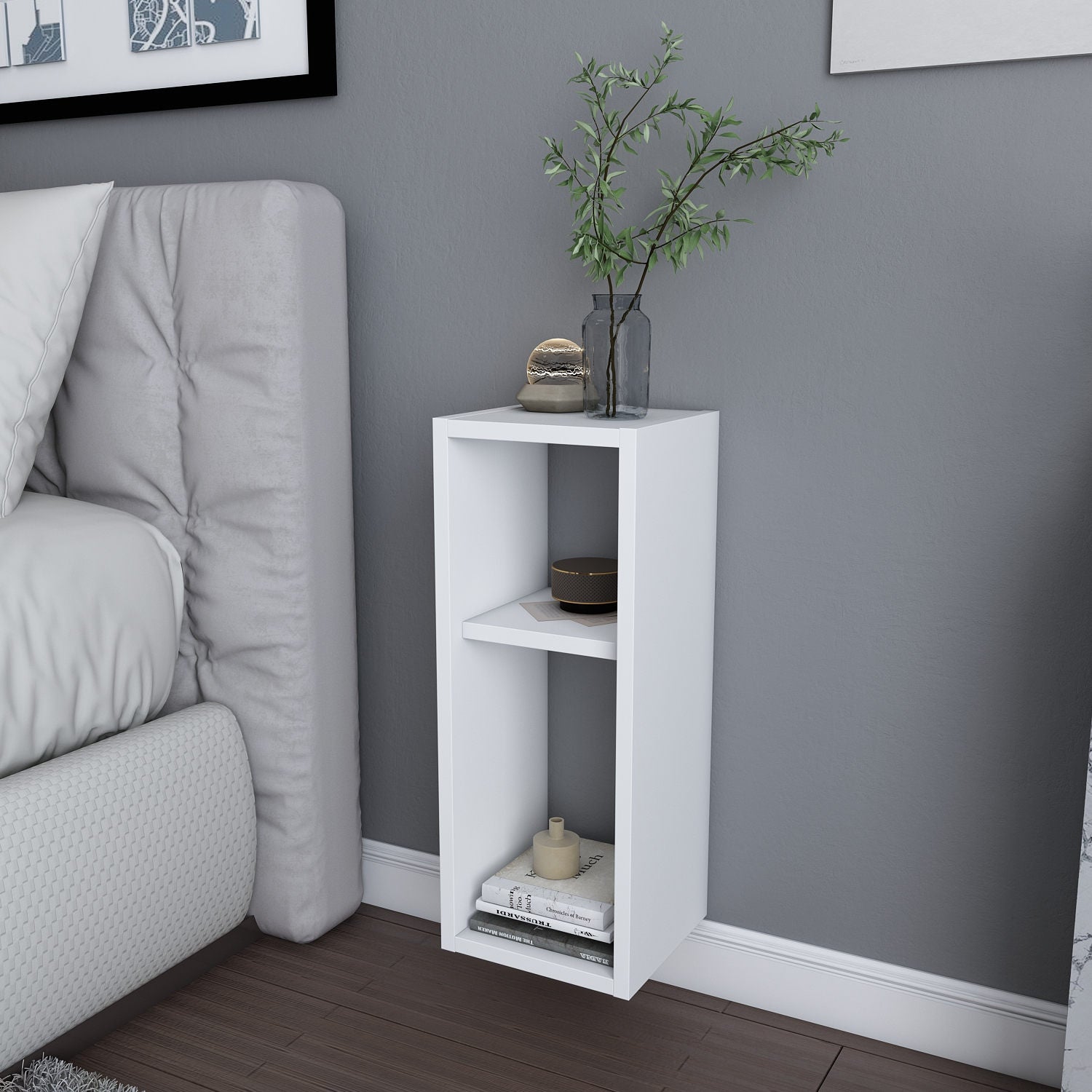Sault - White in Weiss präsentiert im Onlineshop von KAQTU Design AG. Nachttisch ist von Hanah Home
