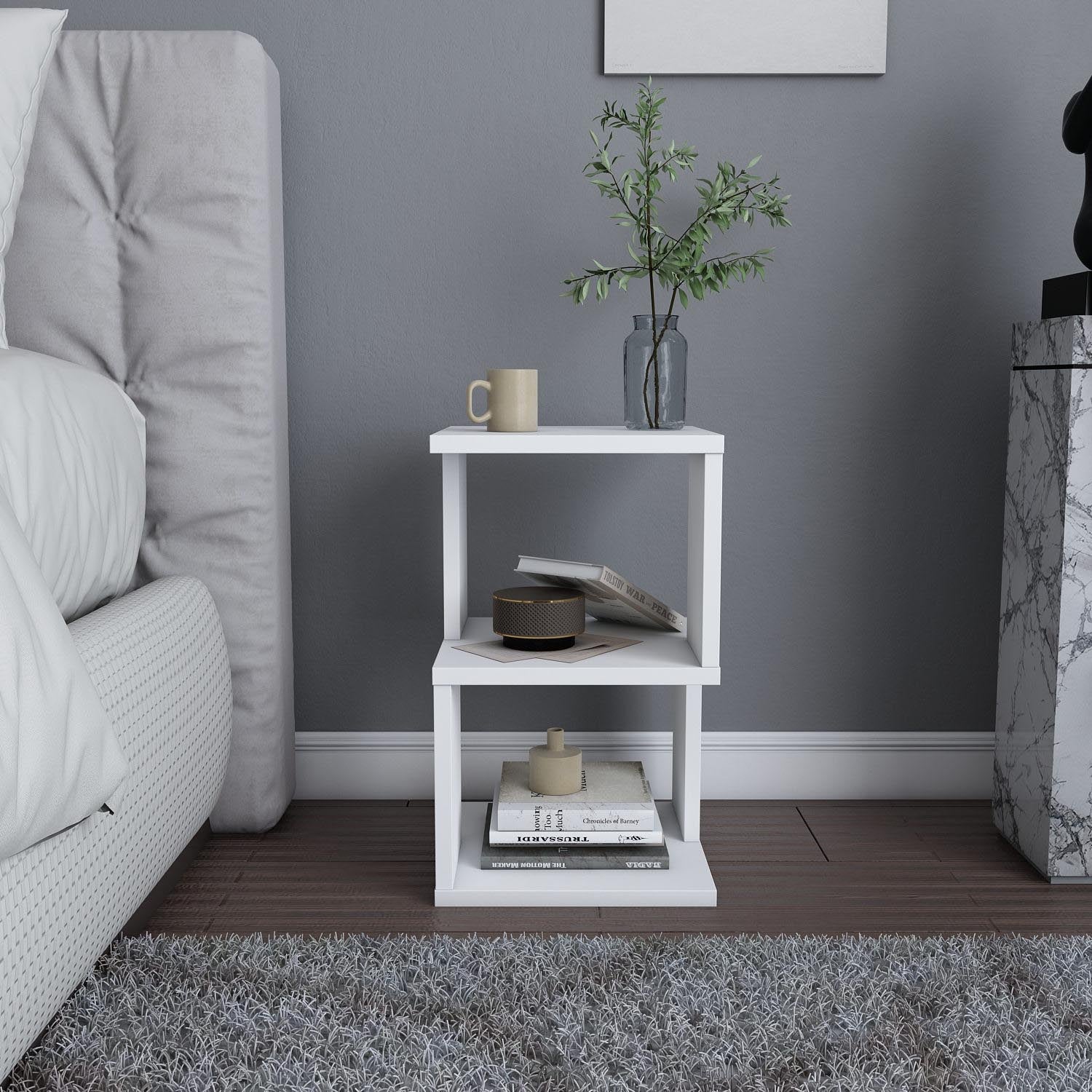 Carter - White in Weiss präsentiert im Onlineshop von KAQTU Design AG. Nachttisch ist von Hanah Home