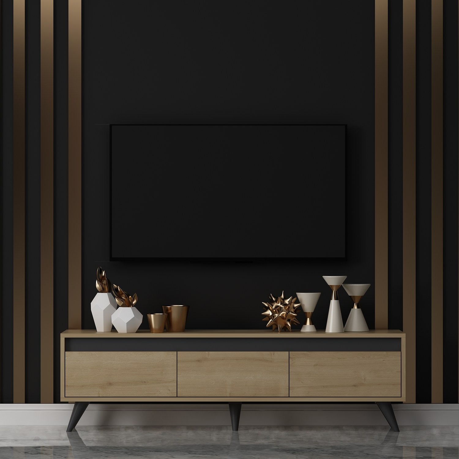 Century - Sapphire Oak in Saphir- Eiche präsentiert im Onlineshop von KAQTU Design AG. Sideboard ist von Hanah Home