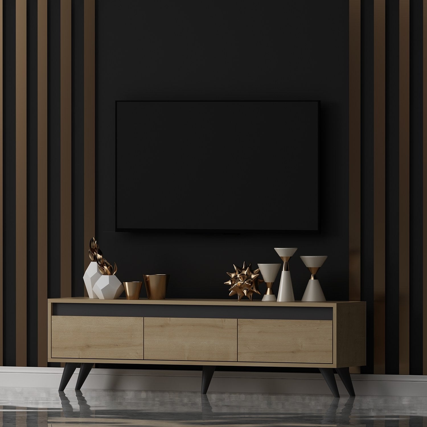 Century - Sapphire Oak in Saphir- Eiche präsentiert im Onlineshop von KAQTU Design AG. Sideboard ist von Hanah Home