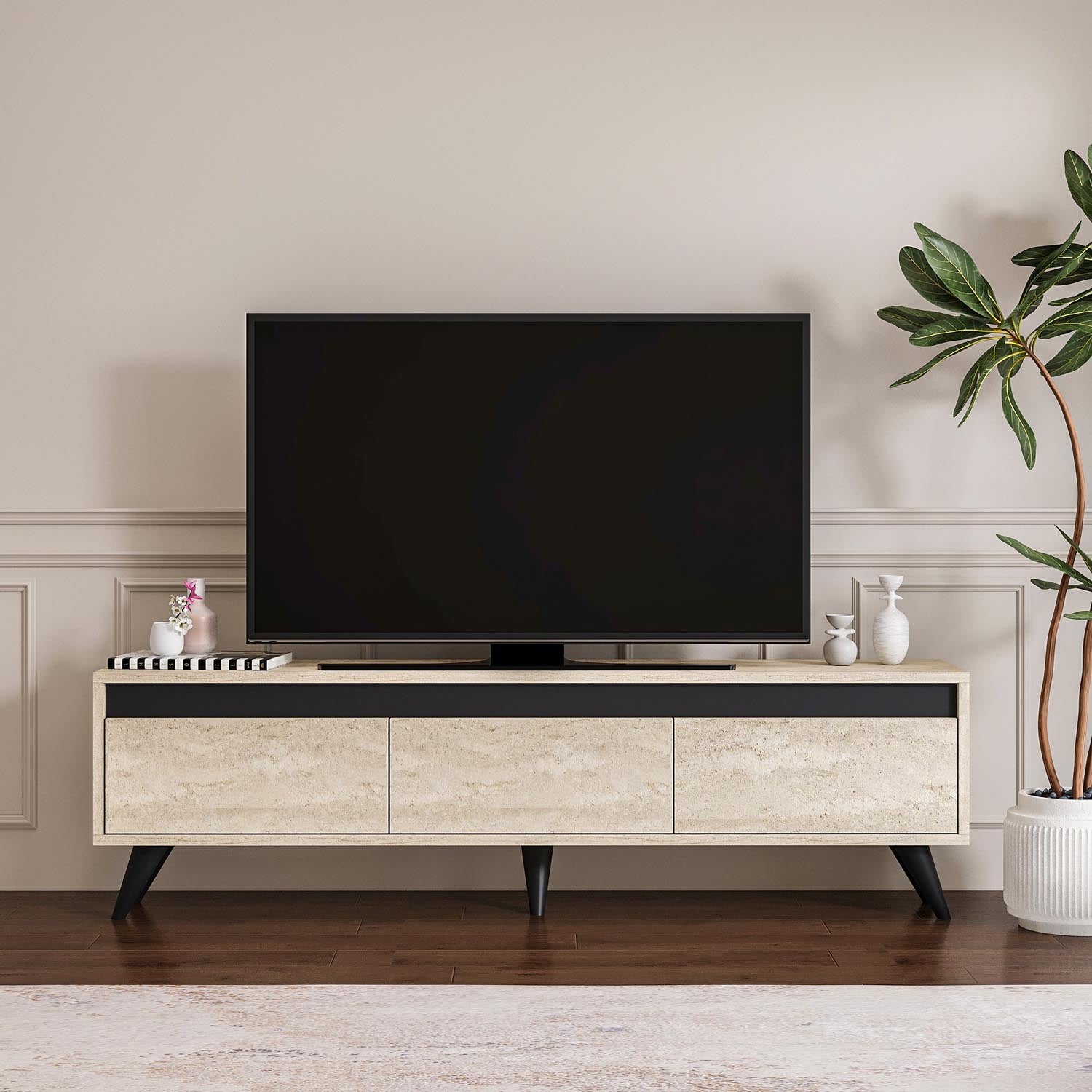 Century in Travertin
 Anthrazit präsentiert im Onlineshop von KAQTU Design AG. Sideboard ist von Hanah Home