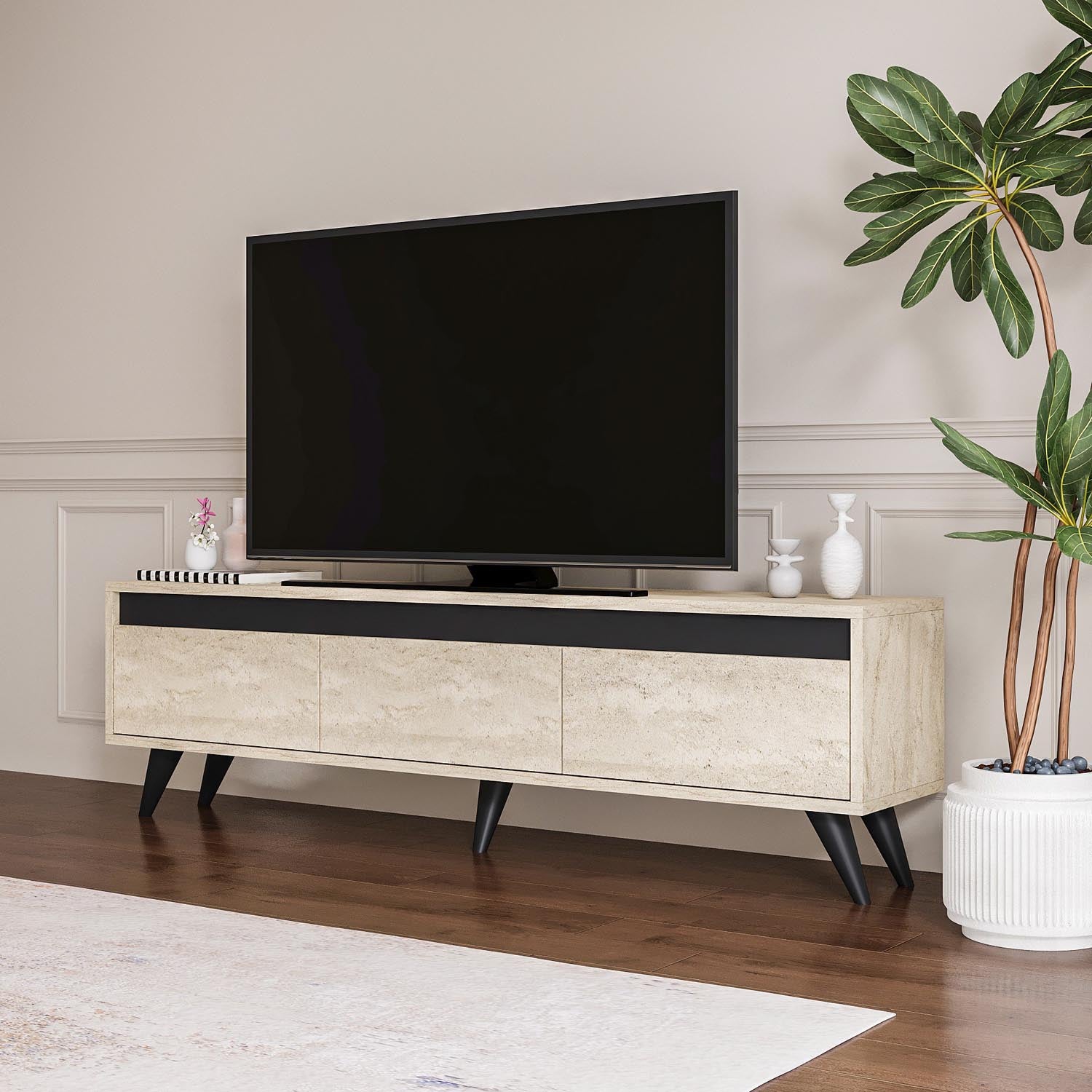 Century in Travertin
 Anthrazit präsentiert im Onlineshop von KAQTU Design AG. Sideboard ist von Hanah Home