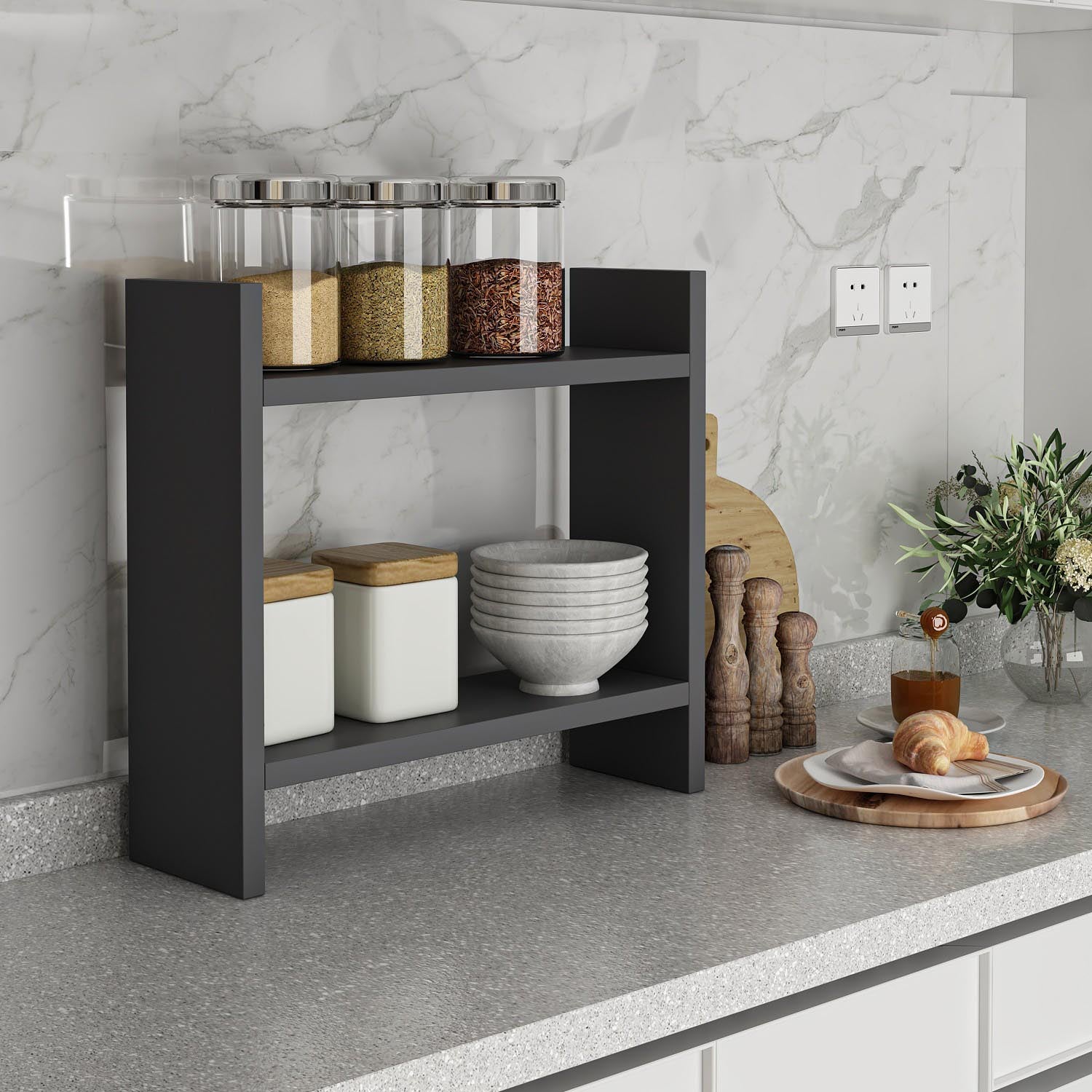 Denver - Anthracite in Anthrazit präsentiert im Onlineshop von KAQTU Design AG. Wandregal ist von Hanah Home