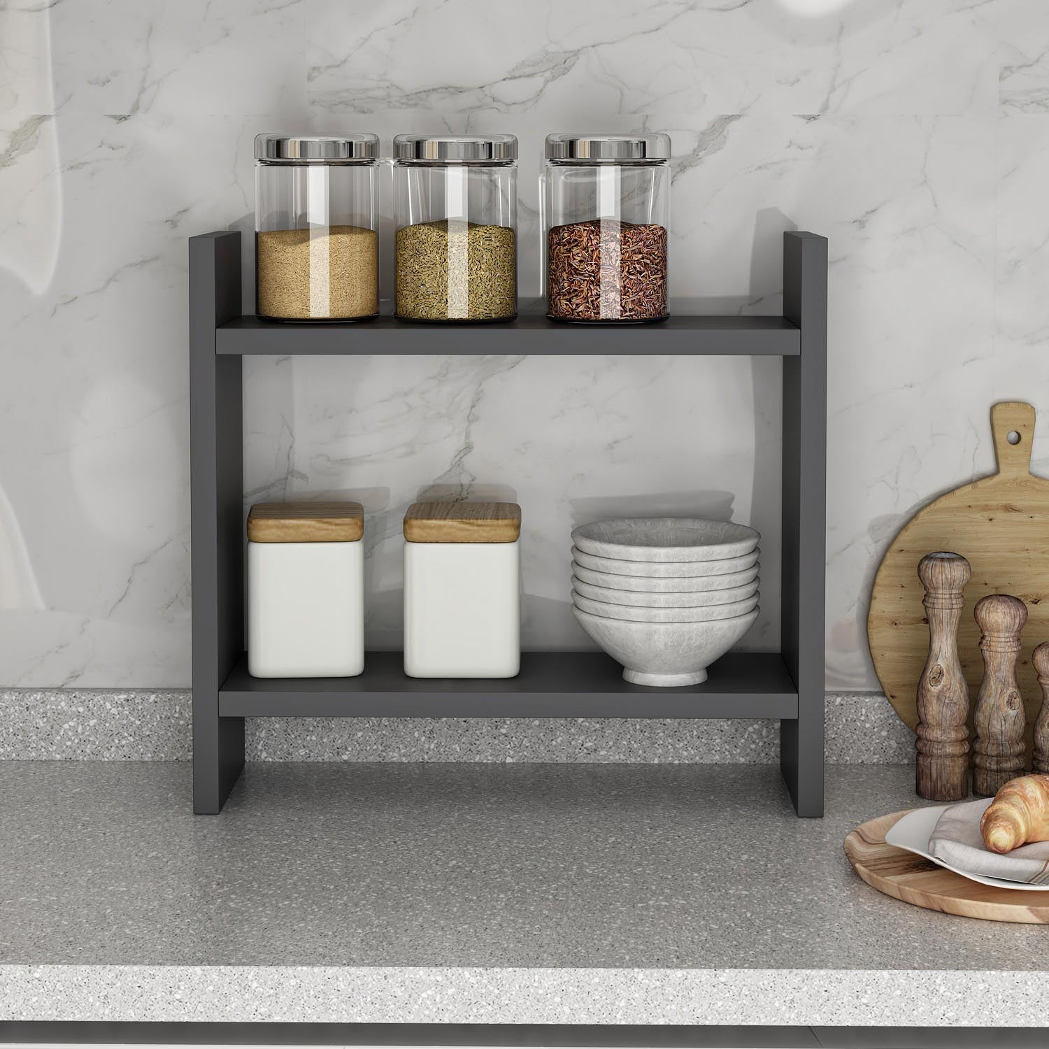 Denver - Anthracite in Anthrazit präsentiert im Onlineshop von KAQTU Design AG. Wandregal ist von Hanah Home