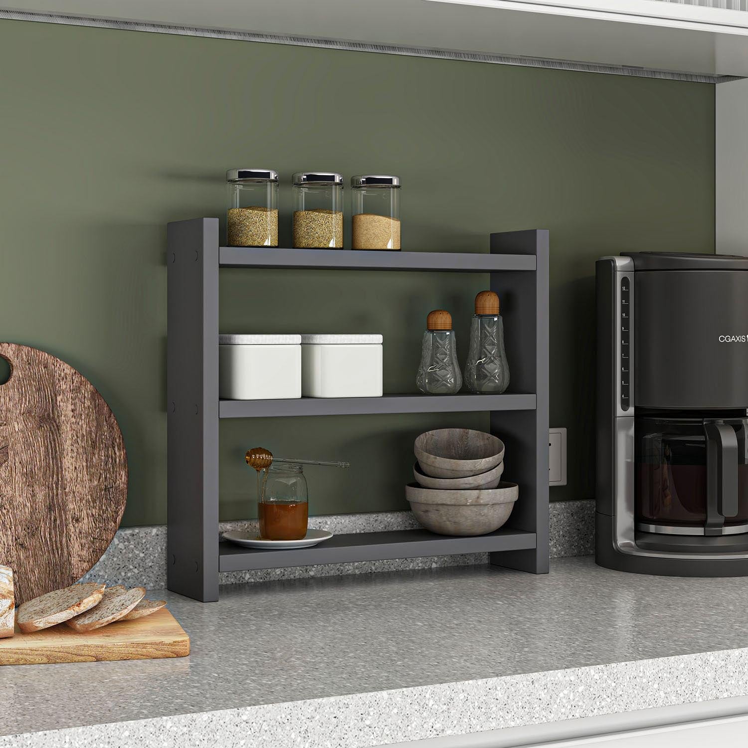Cosmic - Anthracite in Anthrazit präsentiert im Onlineshop von KAQTU Design AG. Wandregal ist von Hanah Home
