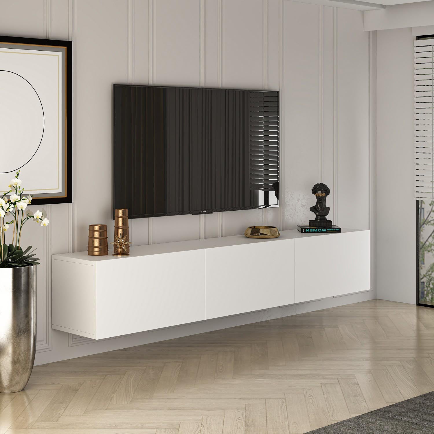 West - White in Weiss präsentiert im Onlineshop von KAQTU Design AG. Sideboard ist von Hanah Home
