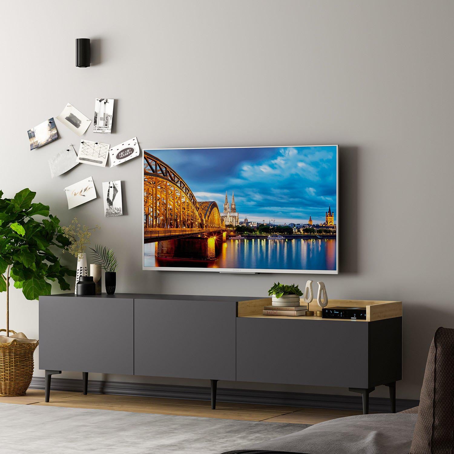 Mia - Anthracite in Anthrazit präsentiert im Onlineshop von KAQTU Design AG. Sideboard ist von Hanah Home