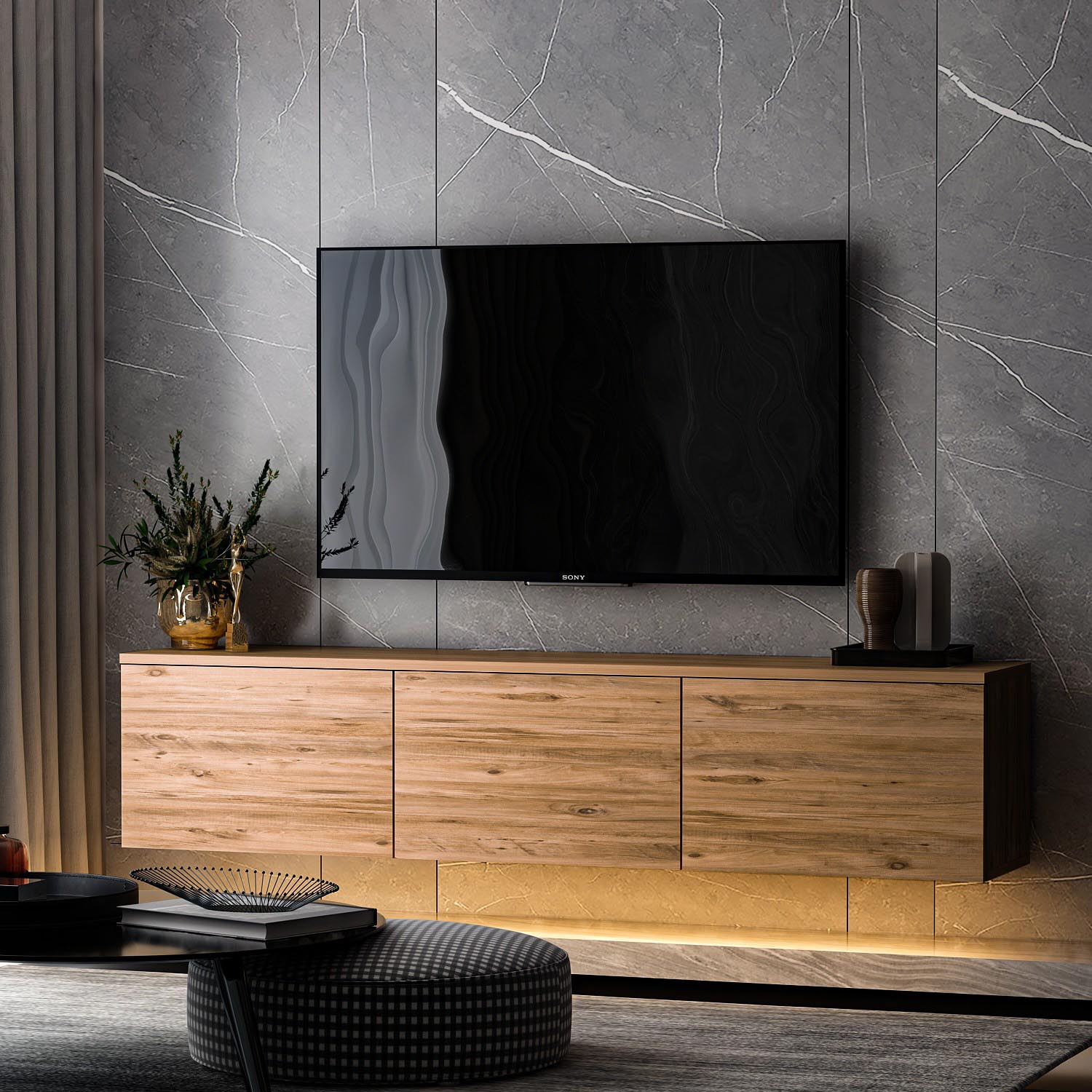 Neon Illuminated - Atlantic Pine in Atlantische Kiefer präsentiert im Onlineshop von KAQTU Design AG. Sideboard ist von Hanah Home