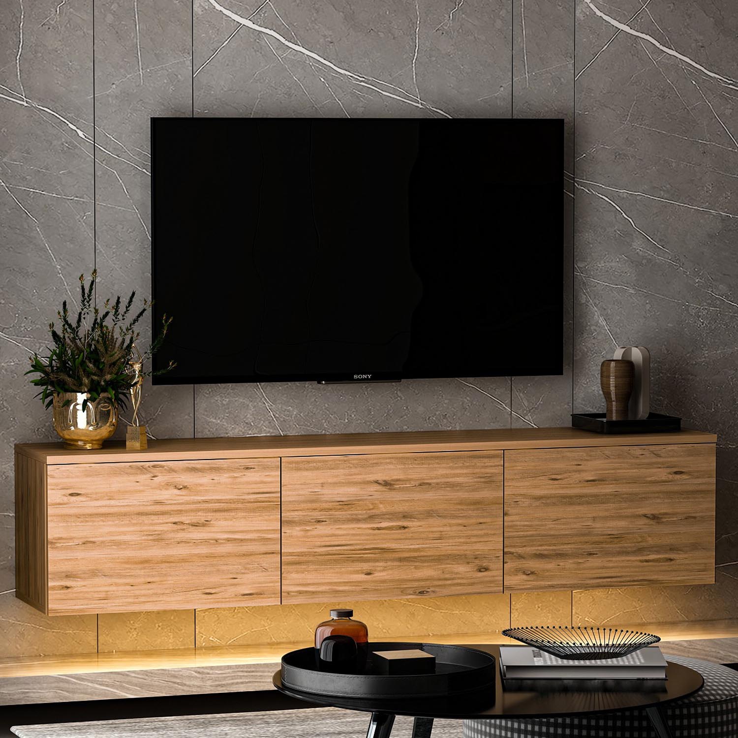 Neon Illuminated - Atlantic Pine in Atlantische Kiefer präsentiert im Onlineshop von KAQTU Design AG. Sideboard ist von Hanah Home