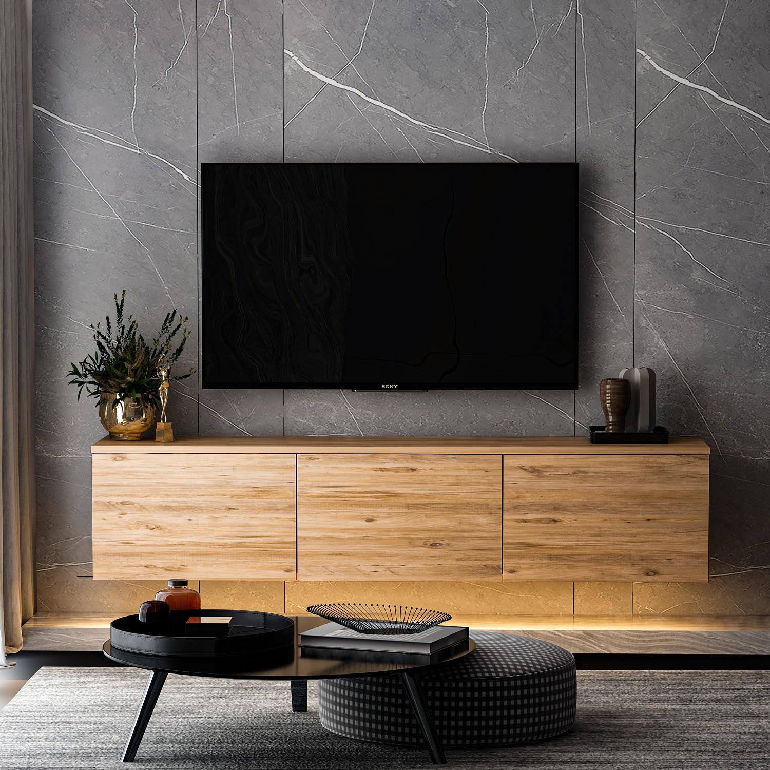 Neon Illuminated - Atlantic Pine in Atlantische Kiefer präsentiert im Onlineshop von KAQTU Design AG. Sideboard ist von Hanah Home