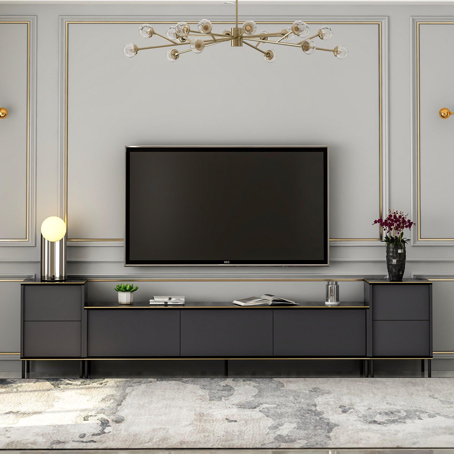 Imaj - Anthracite in Anthrazit präsentiert im Onlineshop von KAQTU Design AG. TV-Möbel ist von Hanah Home