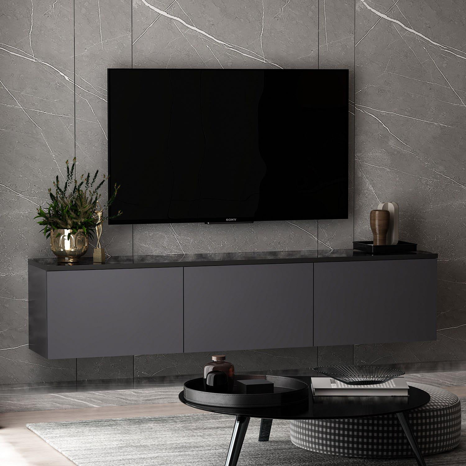 Neon - Anthracite in Anthrazit präsentiert im Onlineshop von KAQTU Design AG. Sideboard ist von Hanah Home