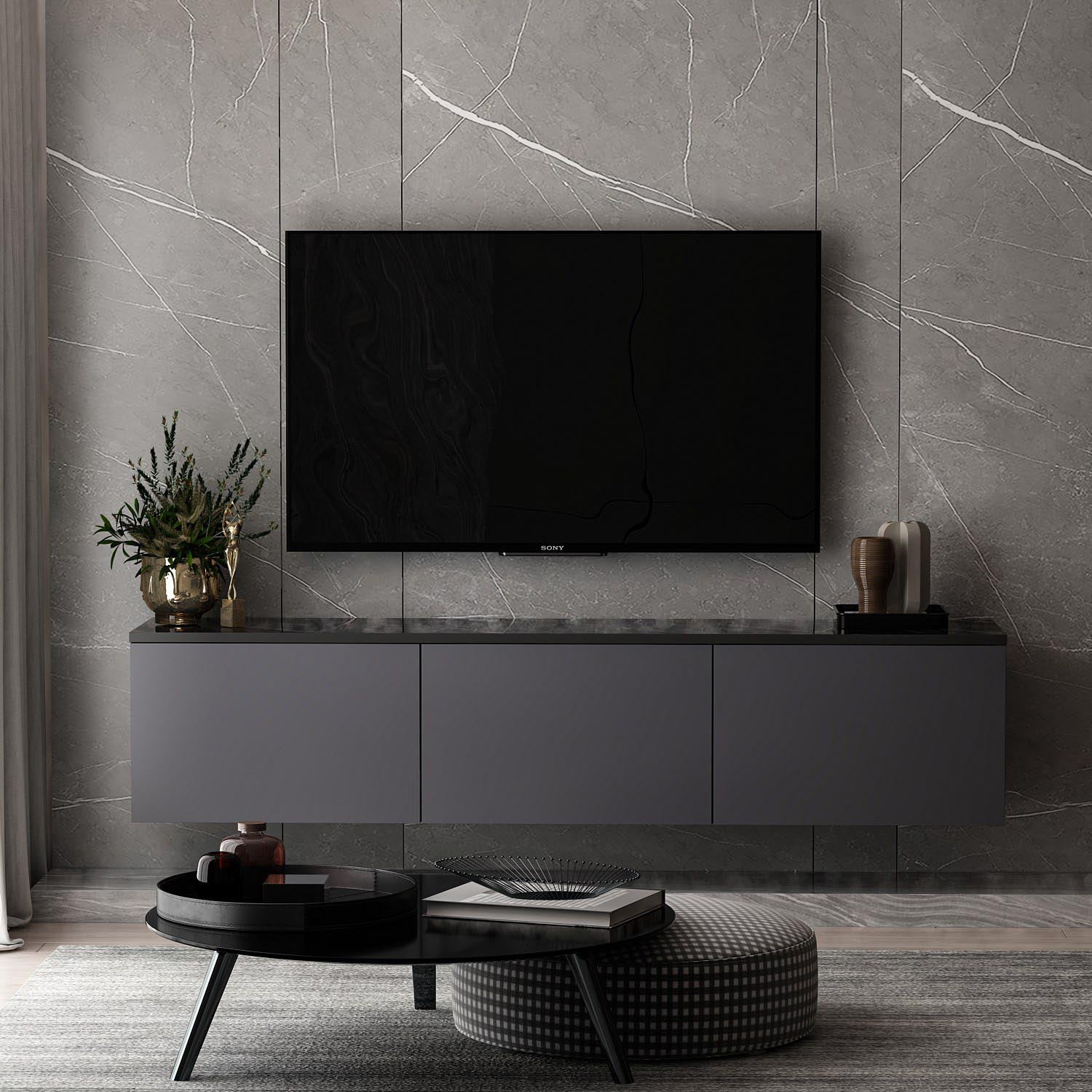 Neon - Anthracite in Anthrazit präsentiert im Onlineshop von KAQTU Design AG. Sideboard ist von Hanah Home