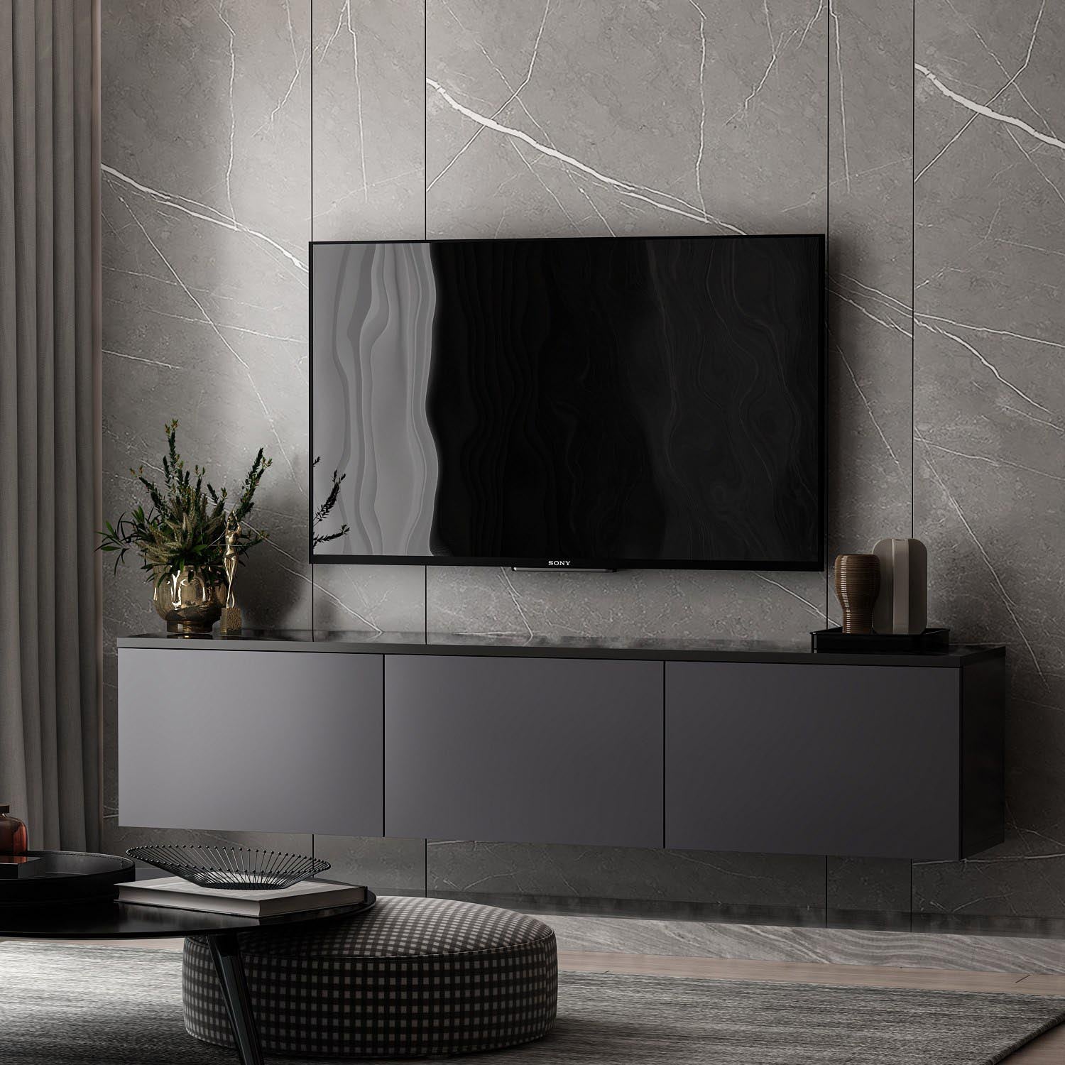 Neon - Anthracite in Anthrazit präsentiert im Onlineshop von KAQTU Design AG. Sideboard ist von Hanah Home