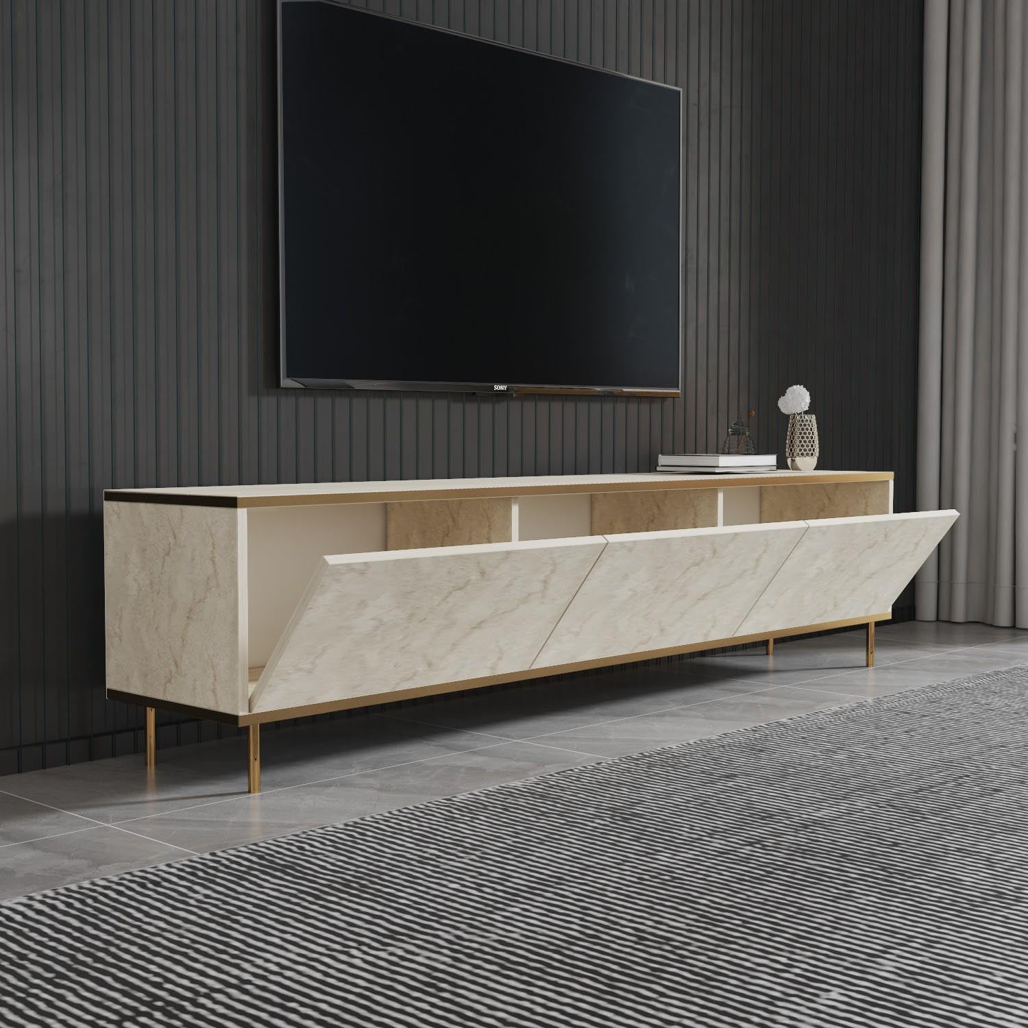 Imaj - Travertine, Gold in Travertin Gold präsentiert im Onlineshop von KAQTU Design AG. Sideboard ist von Hanah Home