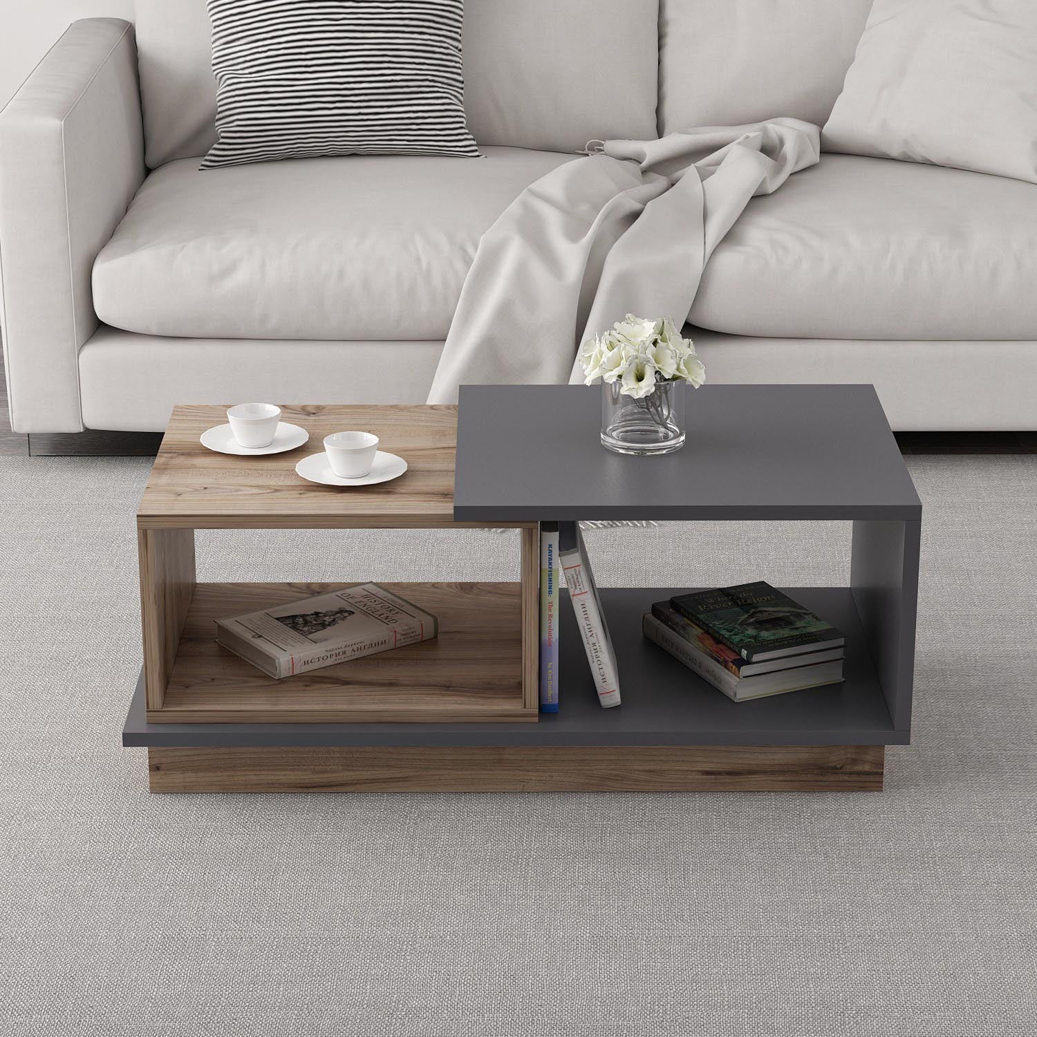 Consept - Anthracite in Anthrazit Eiche präsentiert im Onlineshop von KAQTU Design AG. Beistelltisch ist von Hanah Home