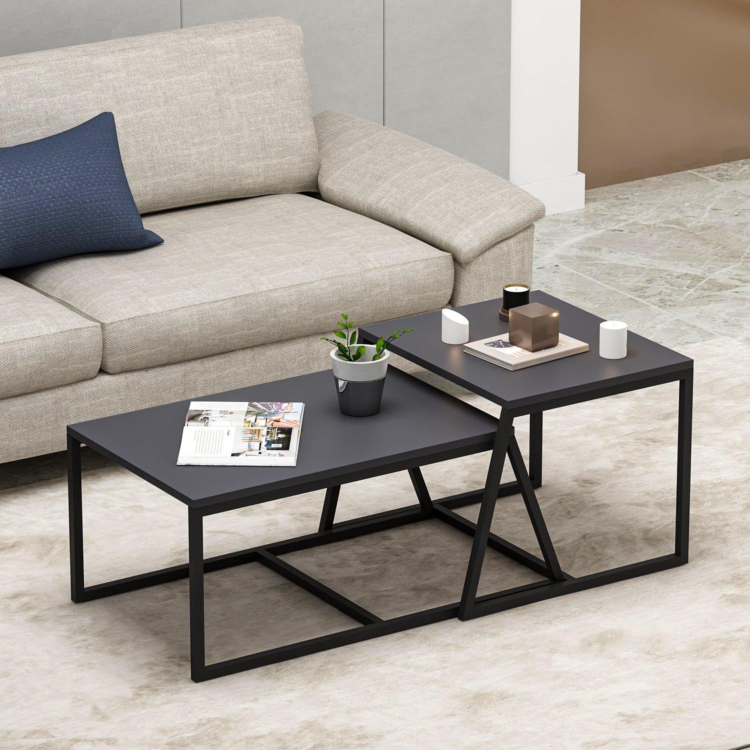 Minimal - Anthracite in Anthrazit präsentiert im Onlineshop von KAQTU Design AG. Beistelltisch ist von Hanah Home