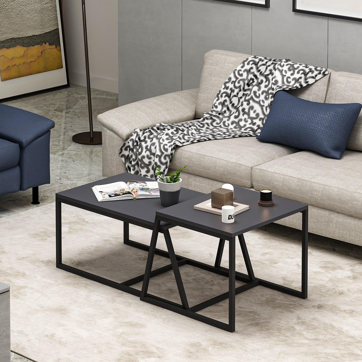 Minimal - Anthracite in Anthrazit präsentiert im Onlineshop von KAQTU Design AG. Beistelltisch ist von Hanah Home