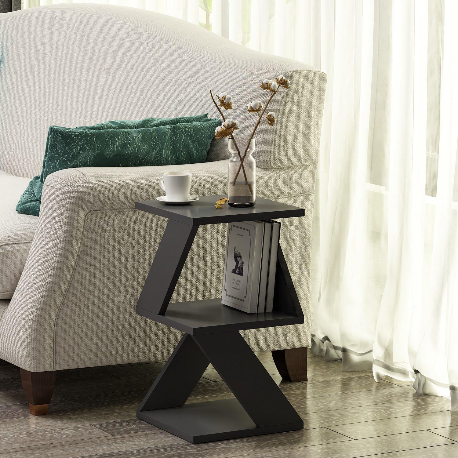 Albeni - Anthracite in Anthrazit präsentiert im Onlineshop von KAQTU Design AG. Beistelltisch ist von Hanah Home