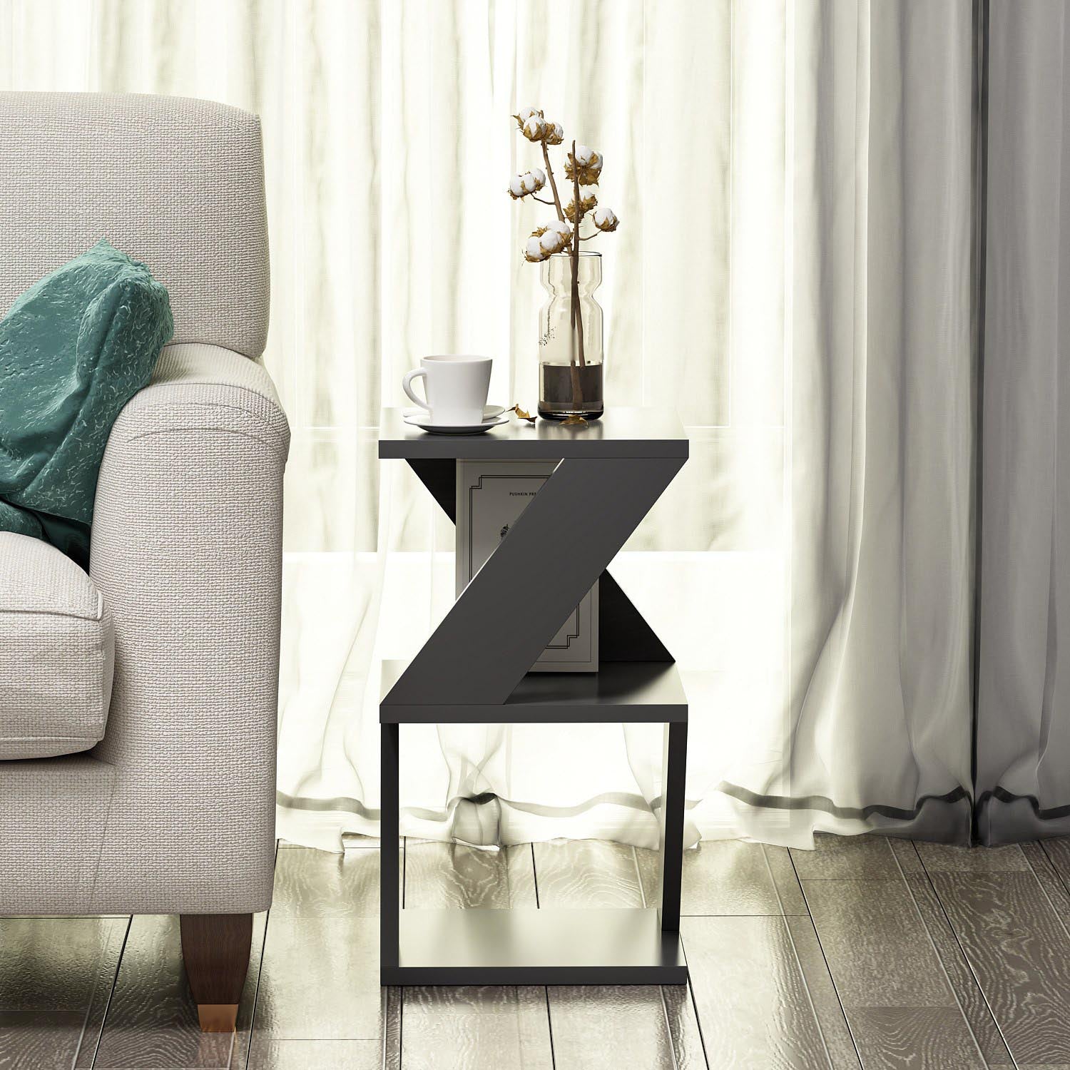 Albeni - Anthracite in Anthrazit präsentiert im Onlineshop von KAQTU Design AG. Beistelltisch ist von Hanah Home