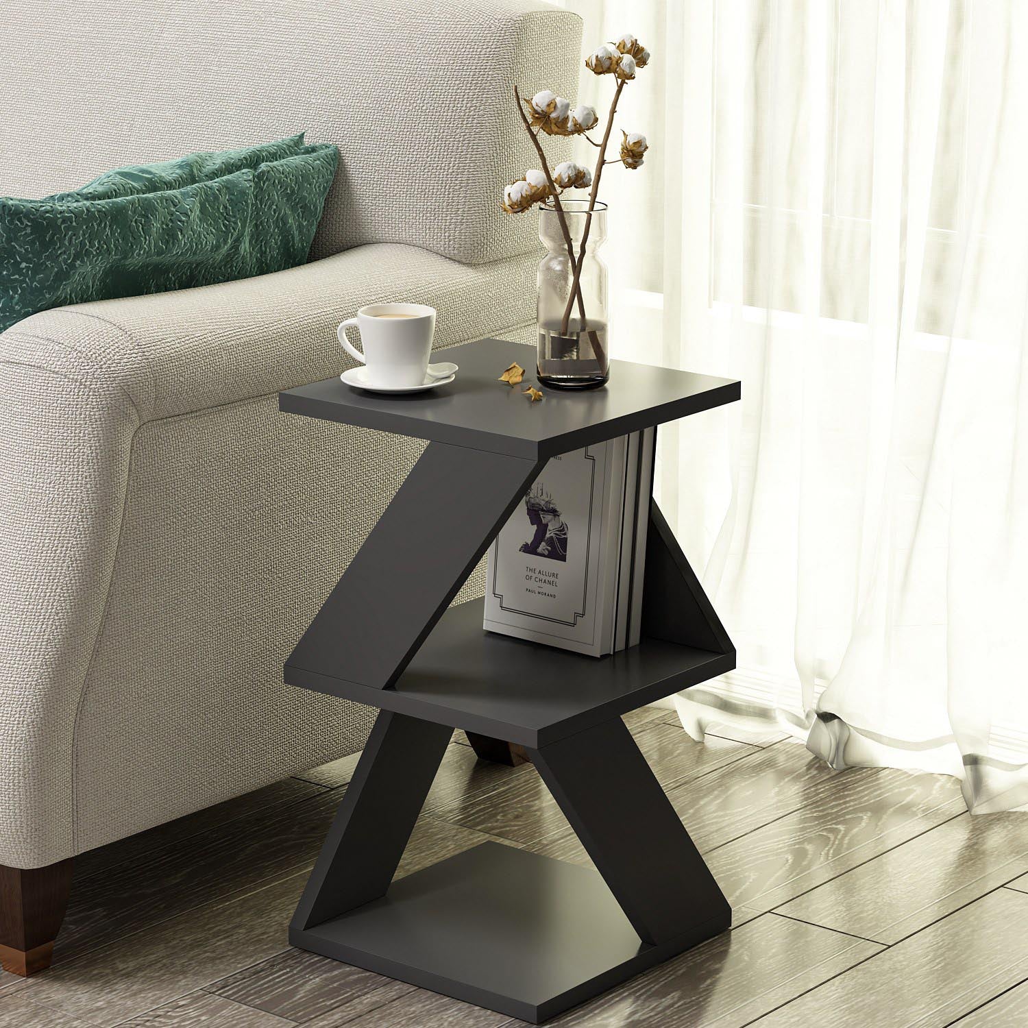 Albeni - Anthracite in Anthrazit präsentiert im Onlineshop von KAQTU Design AG. Beistelltisch ist von Hanah Home