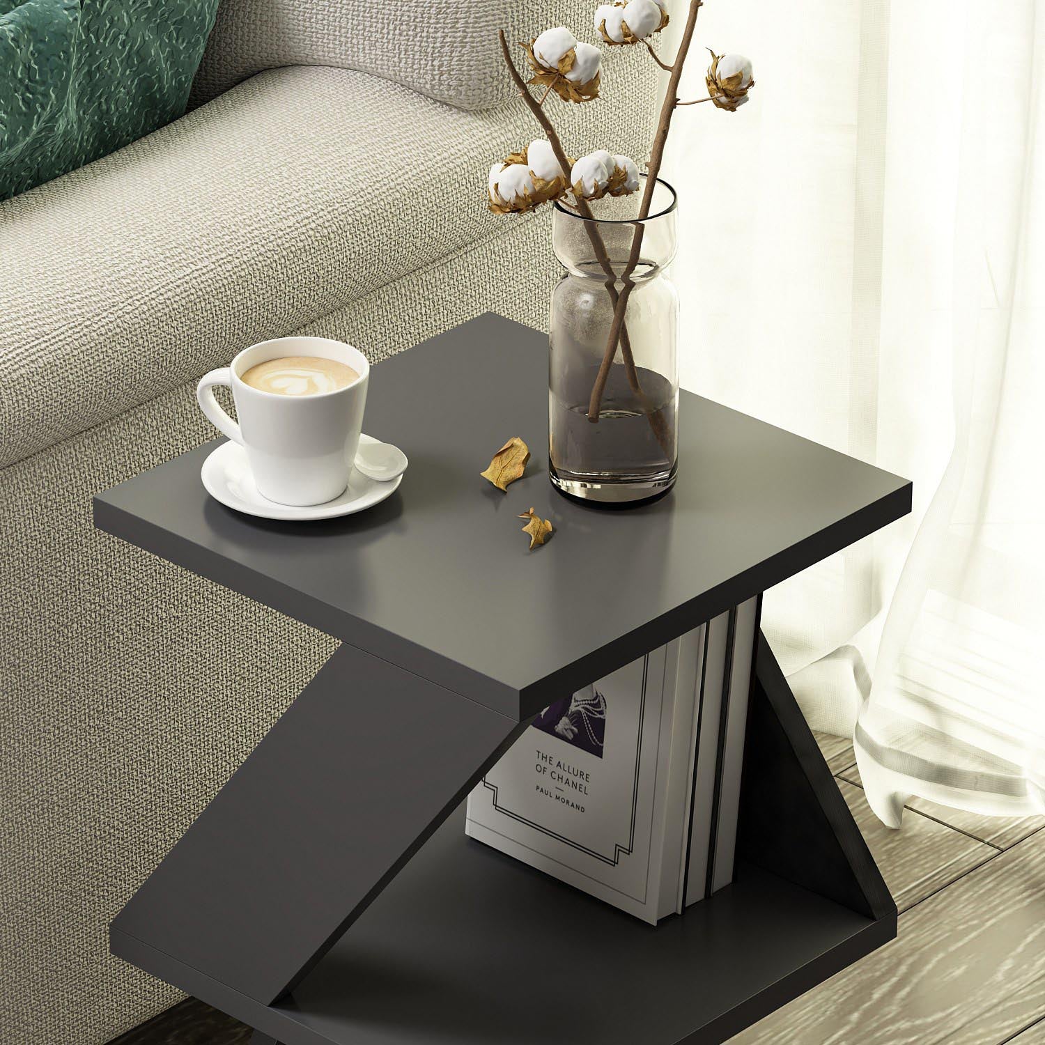 Albeni - Anthracite in Anthrazit präsentiert im Onlineshop von KAQTU Design AG. Beistelltisch ist von Hanah Home