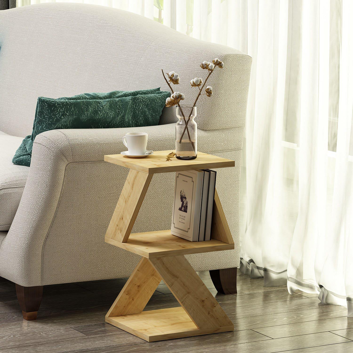 Albeni - Sapphire Oak in Saphir- Eiche präsentiert im Onlineshop von KAQTU Design AG. Beistelltisch ist von Hanah Home