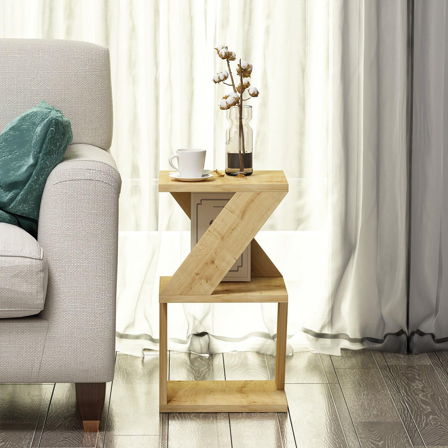 Albeni - Sapphire Oak in Saphir- Eiche präsentiert im Onlineshop von KAQTU Design AG. Beistelltisch ist von Hanah Home