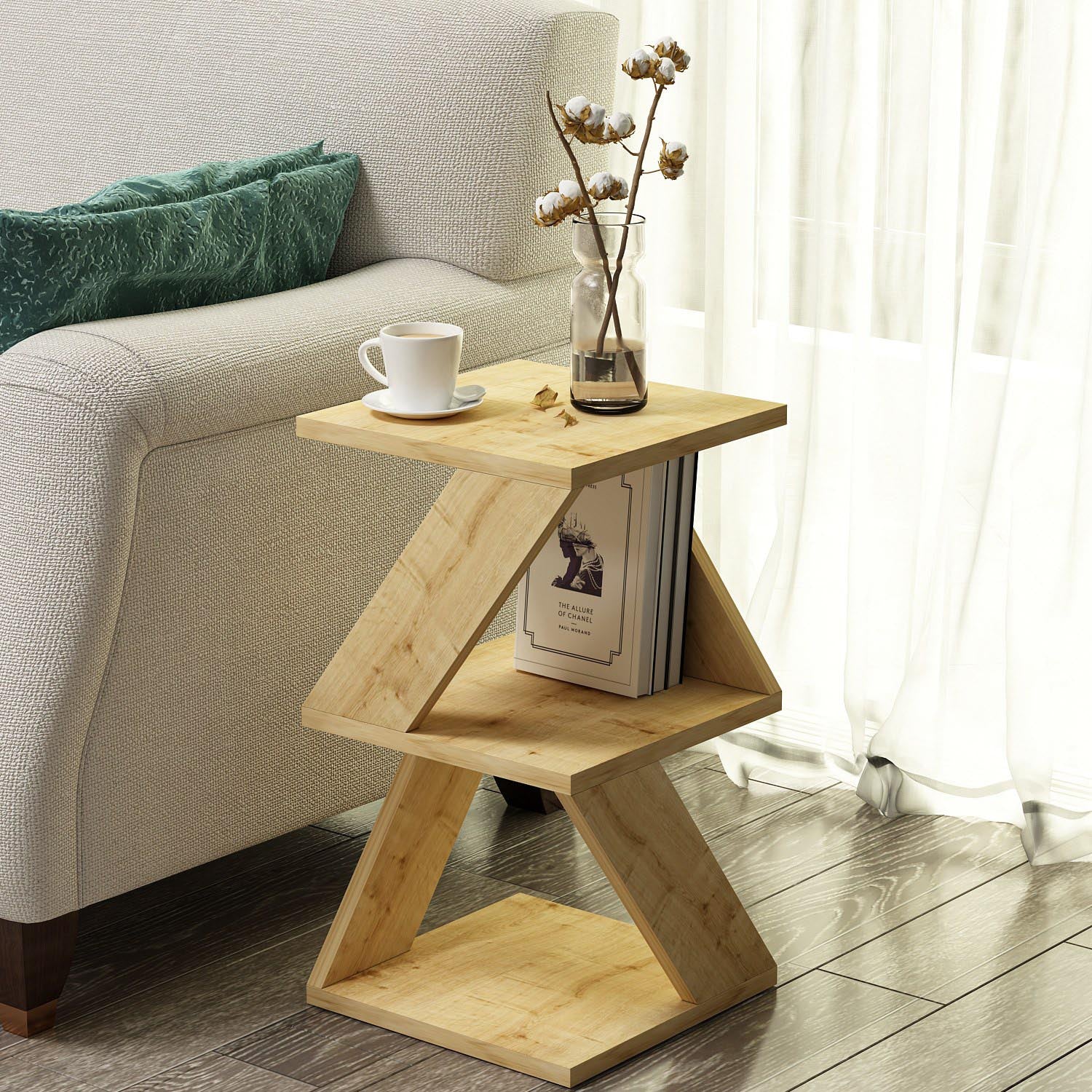 Albeni - Sapphire Oak in Saphir- Eiche präsentiert im Onlineshop von KAQTU Design AG. Beistelltisch ist von Hanah Home