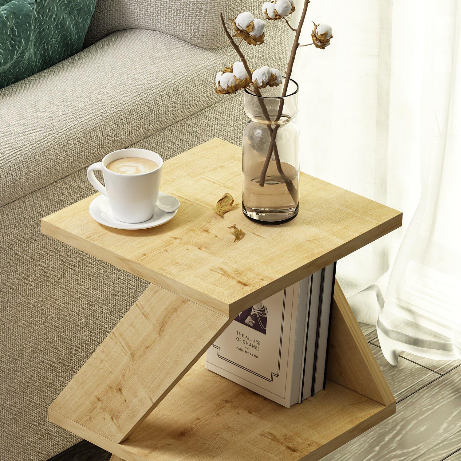 Albeni - Sapphire Oak in Saphir- Eiche präsentiert im Onlineshop von KAQTU Design AG. Beistelltisch ist von Hanah Home