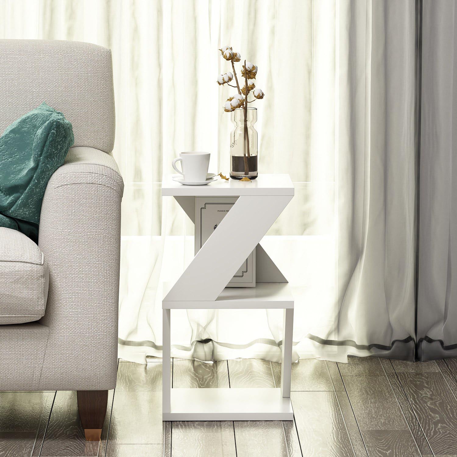 Albeni - White in Weiss präsentiert im Onlineshop von KAQTU Design AG. Beistelltisch ist von Hanah Home
