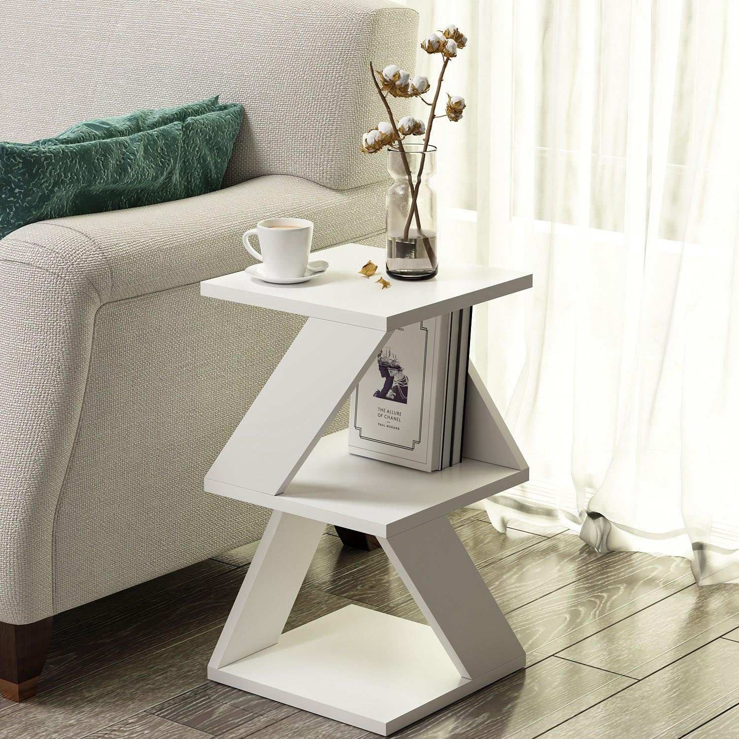 Albeni - White in Weiss präsentiert im Onlineshop von KAQTU Design AG. Beistelltisch ist von Hanah Home
