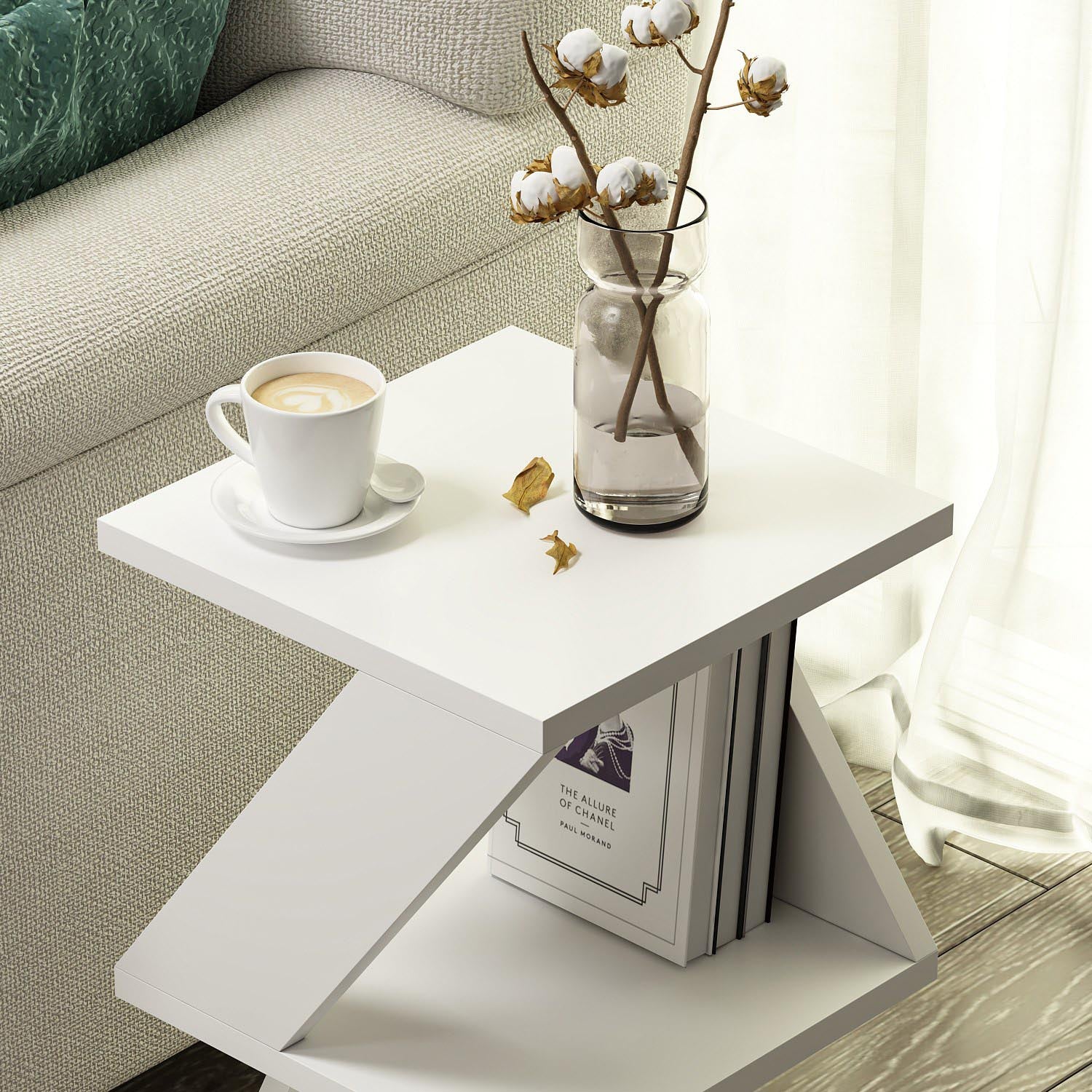 Albeni - White in Weiss präsentiert im Onlineshop von KAQTU Design AG. Beistelltisch ist von Hanah Home