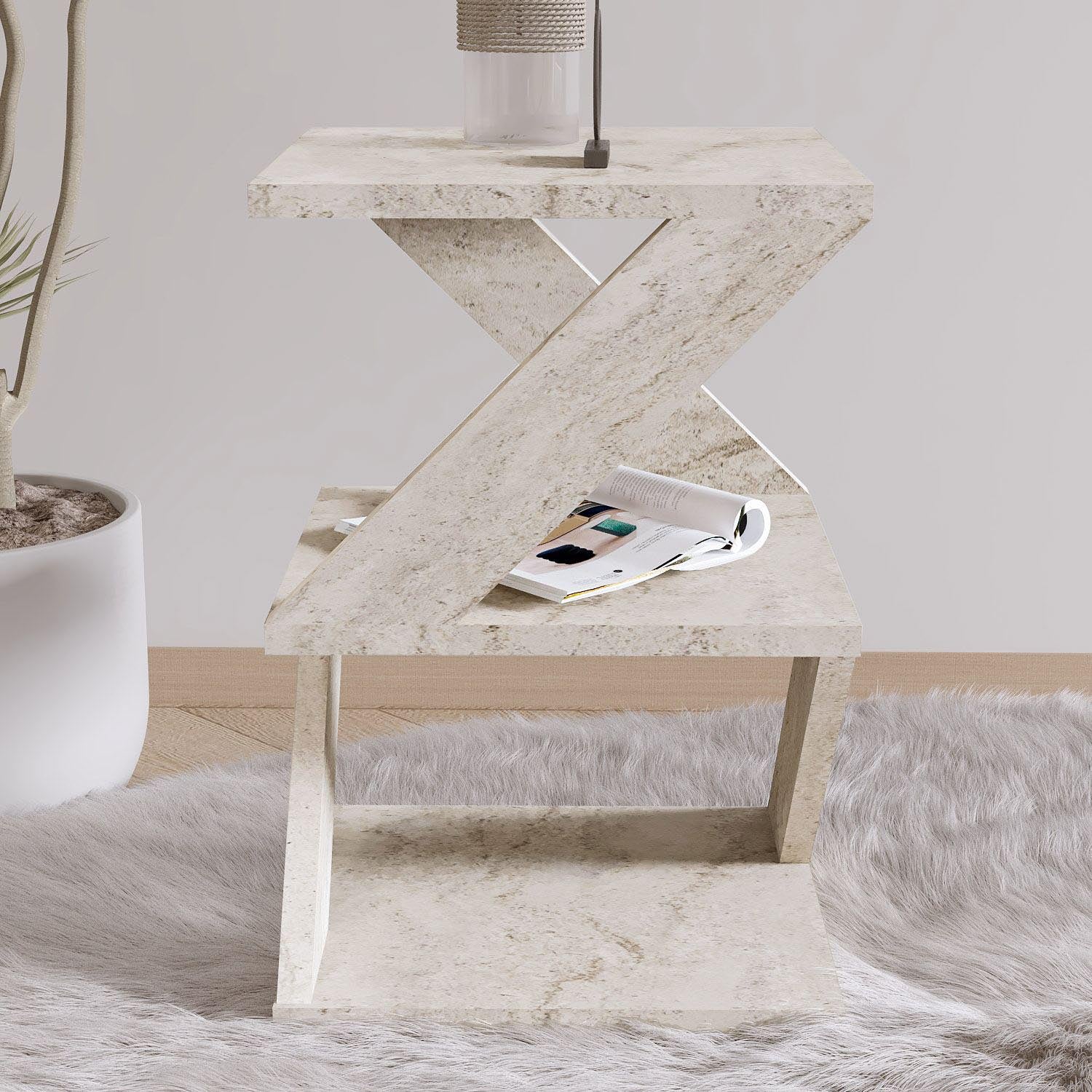 Albeni - Travertine in Travertin präsentiert im Onlineshop von KAQTU Design AG. Beistelltisch ist von Hanah Home