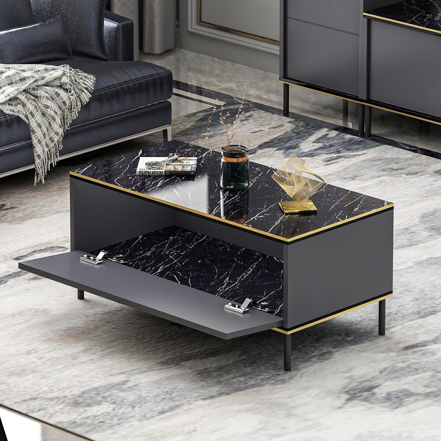 Imaj - Anthracite in Anthrazit präsentiert im Onlineshop von KAQTU Design AG. Beistelltisch ist von Hanah Home