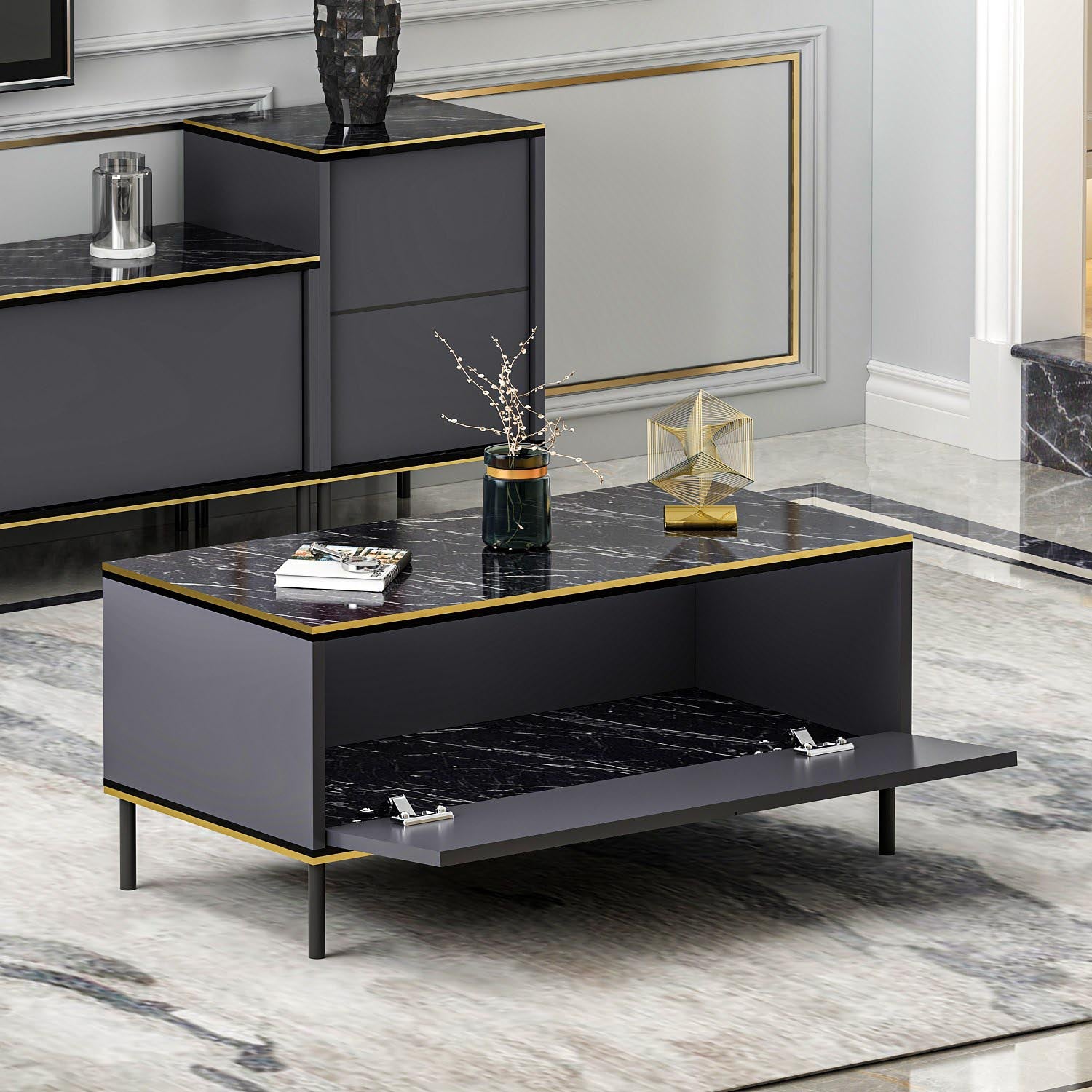 Imaj - Anthracite in Anthrazit präsentiert im Onlineshop von KAQTU Design AG. Beistelltisch ist von Hanah Home
