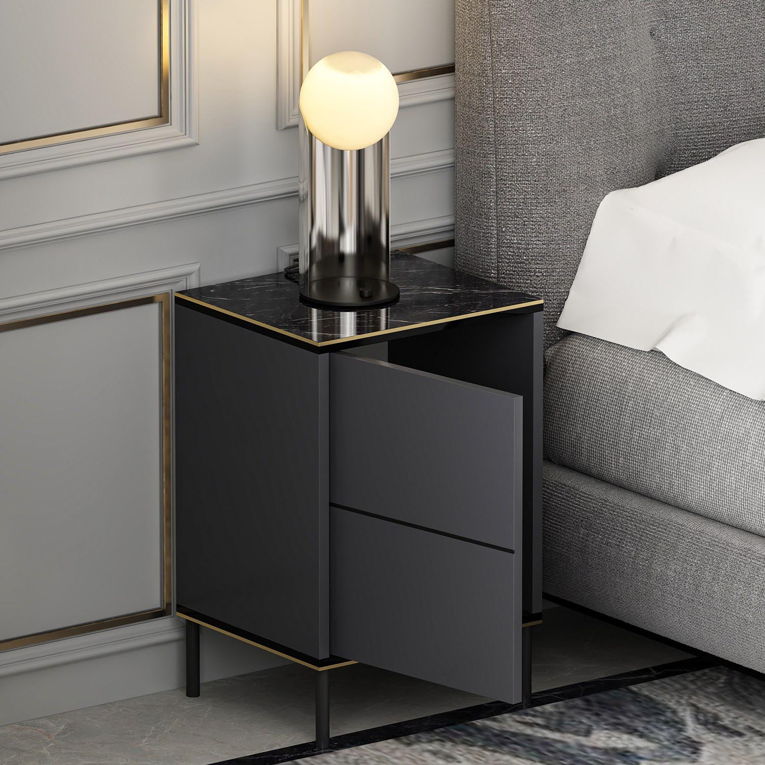 Imaj - Anthracite in Anthrazit präsentiert im Onlineshop von KAQTU Design AG. Nachttisch ist von Hanah Home