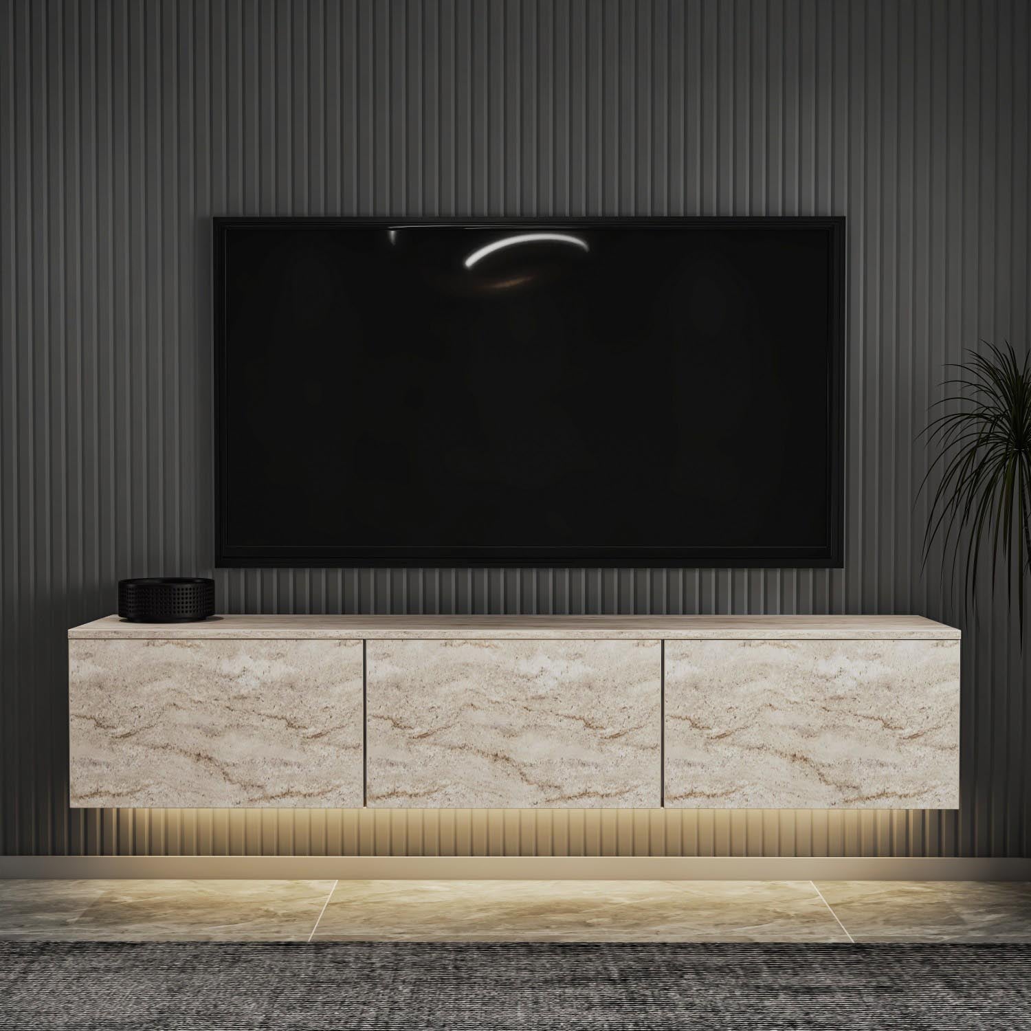 Neon Illuminated - Travertine in Travertin präsentiert im Onlineshop von KAQTU Design AG. Sideboard ist von Hanah Home