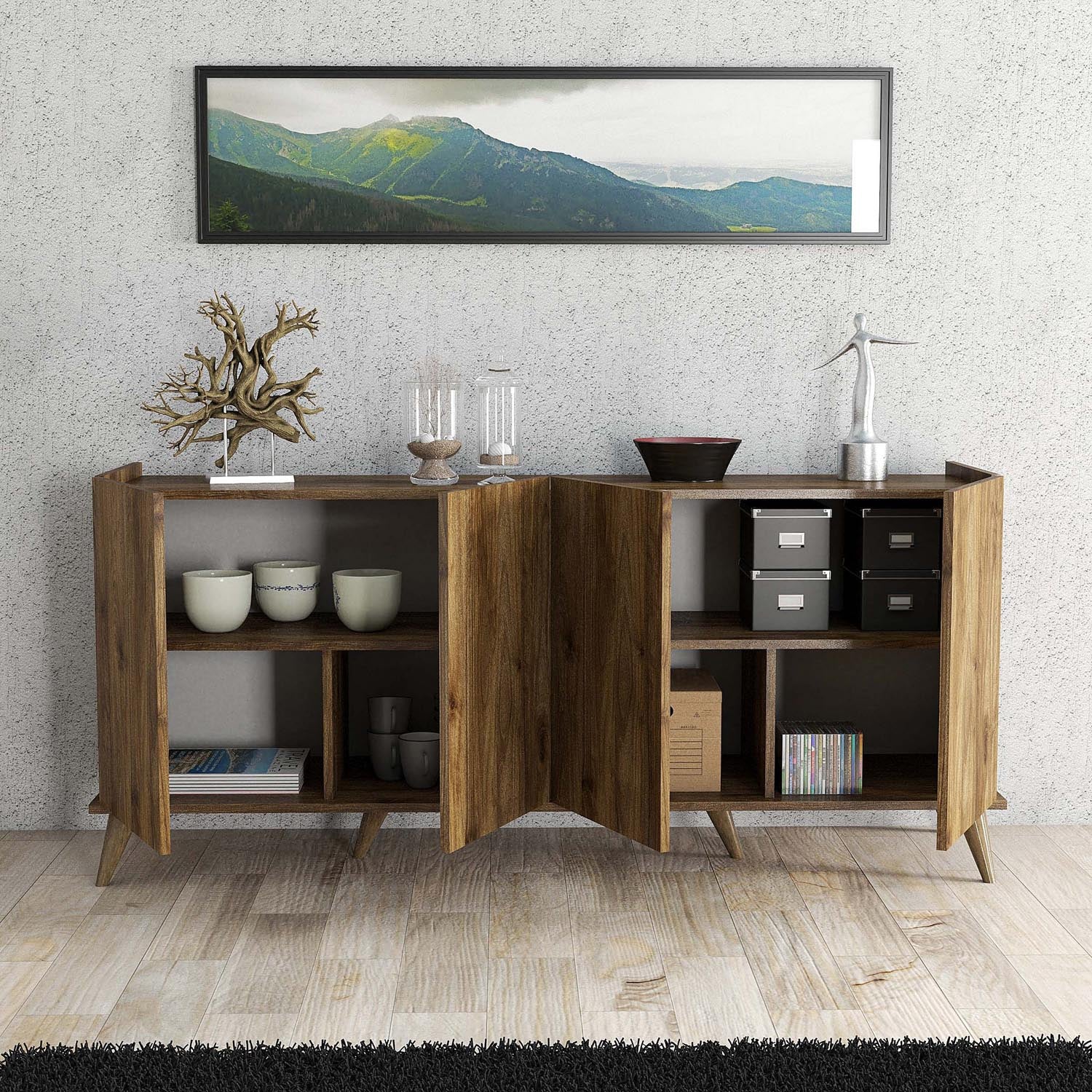 Elegante 1600 in Walnuss präsentiert im Onlineshop von KAQTU Design AG. High-Sideboard ist von Hanah Home