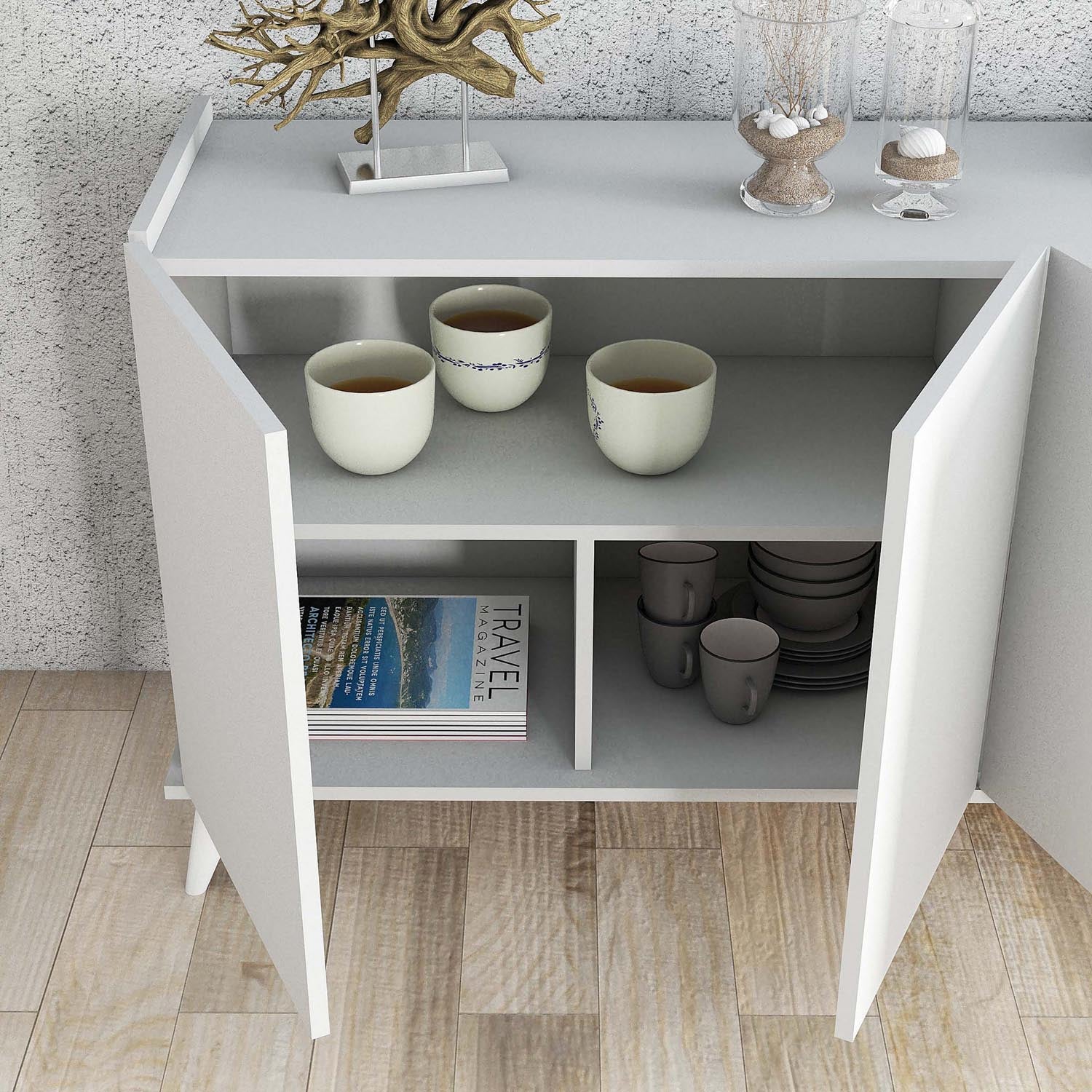 Elegante 1602 in Weiss präsentiert im Onlineshop von KAQTU Design AG. High-Sideboard ist von Hanah Home