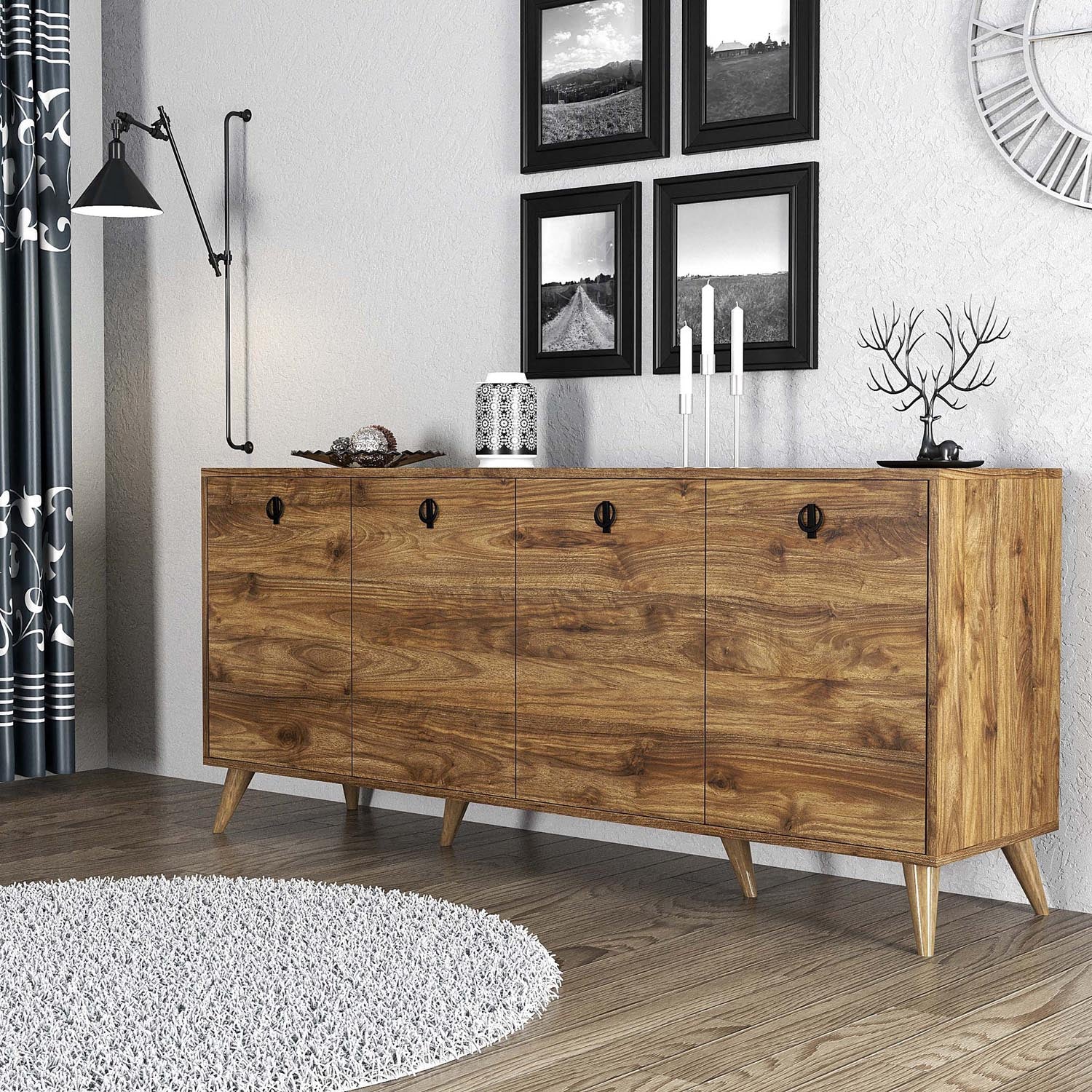 Elite 1610 in Walnuss präsentiert im Onlineshop von KAQTU Design AG. High-Sideboard ist von Hanah Home