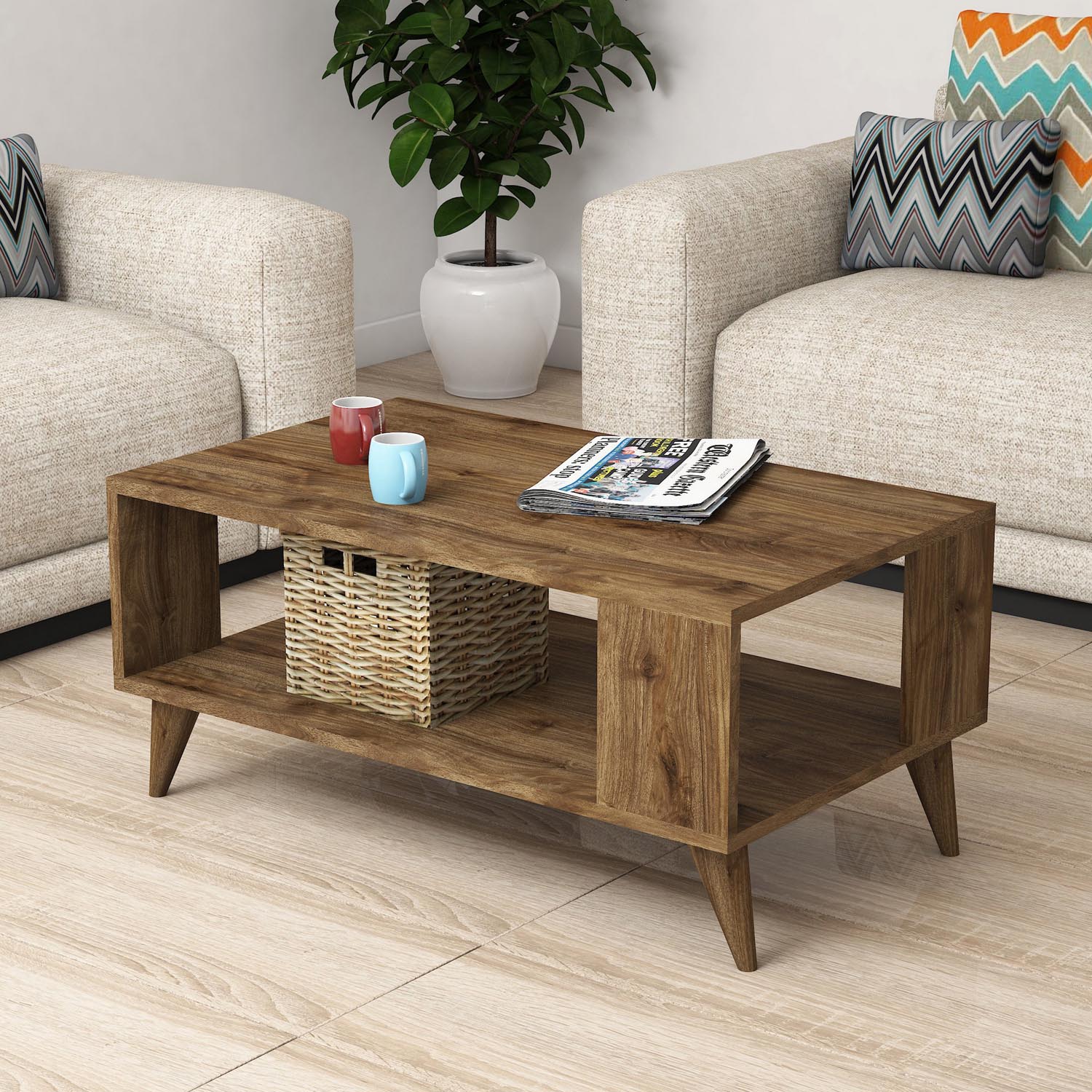 City 2022 in Walnuss präsentiert im Onlineshop von KAQTU Design AG. Beistelltisch ist von Hanah Home