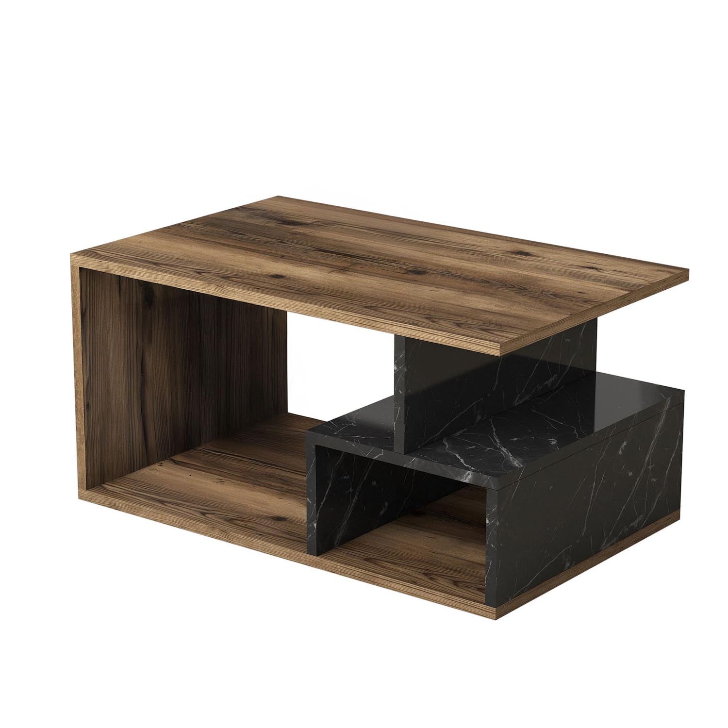 Arte 2040 in Dunkles Walnuss Holz Schwarz Marmor präsentiert im Onlineshop von KAQTU Design AG. Beistelltisch ist von Hanah Home