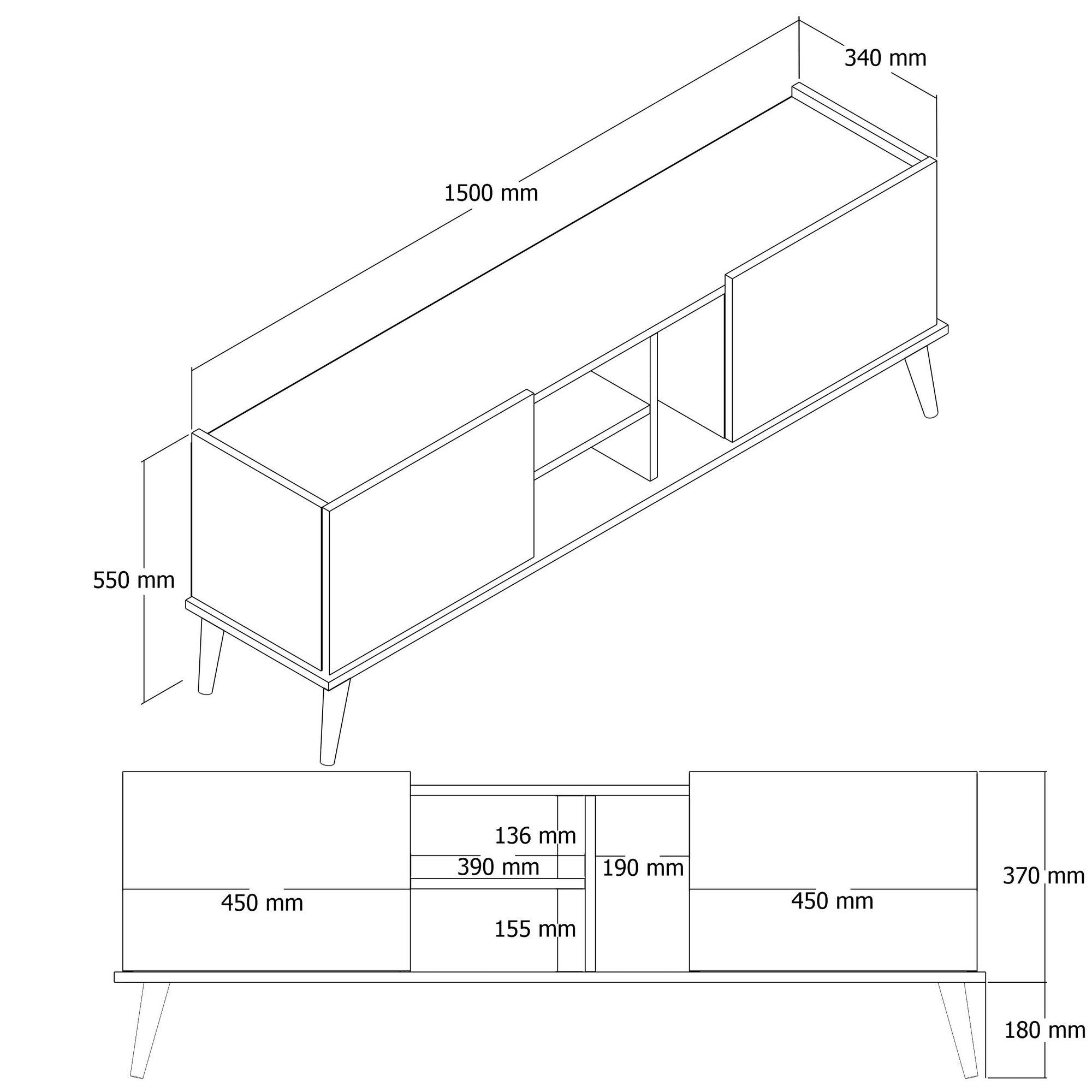 Carmen - 1532 in Eiche präsentiert im Onlineshop von KAQTU Design AG. Sideboard ist von Hanah Home