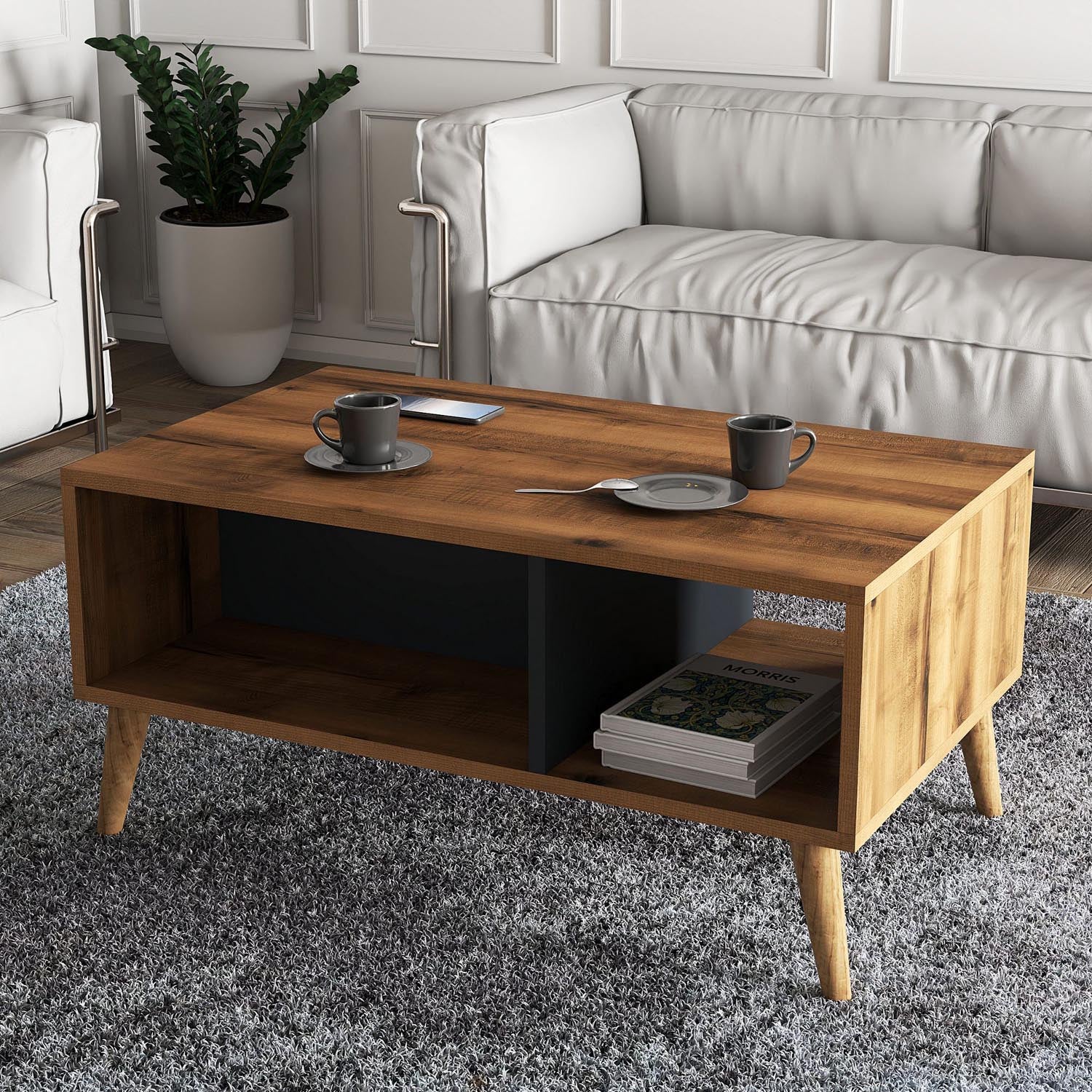 Exxen - 2070 in Walnuss
 Anthrazit präsentiert im Onlineshop von KAQTU Design AG. Beistelltisch ist von Hanah Home