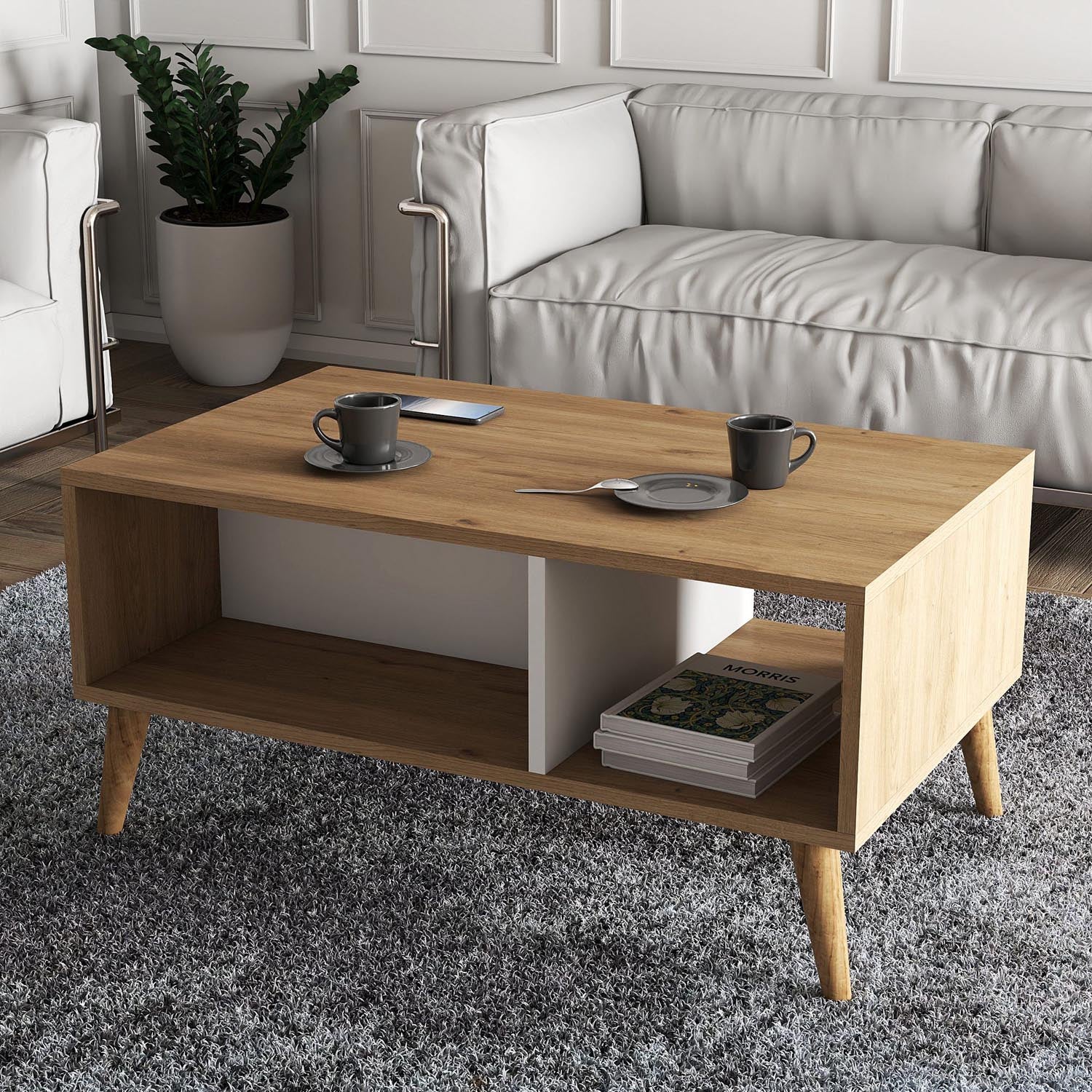Exxen - 2074 in Eiche Weiss präsentiert im Onlineshop von KAQTU Design AG. Beistelltisch ist von Hanah Home