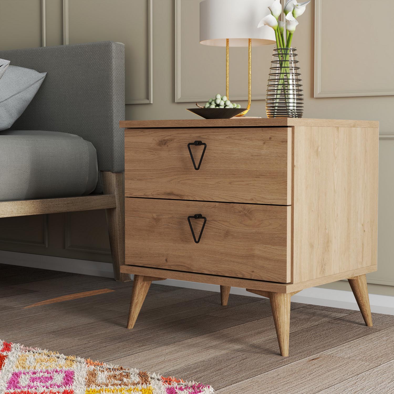 Versa-Ce 3632 in Eiche präsentiert im Onlineshop von KAQTU Design AG. Nachttisch ist von Hanah Home